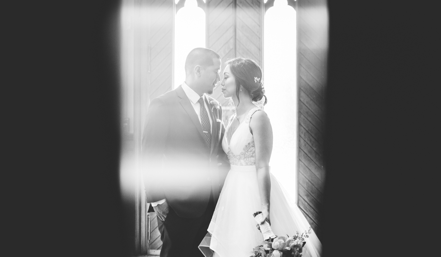 020 creative black and white wedding portrait in a church.jpg