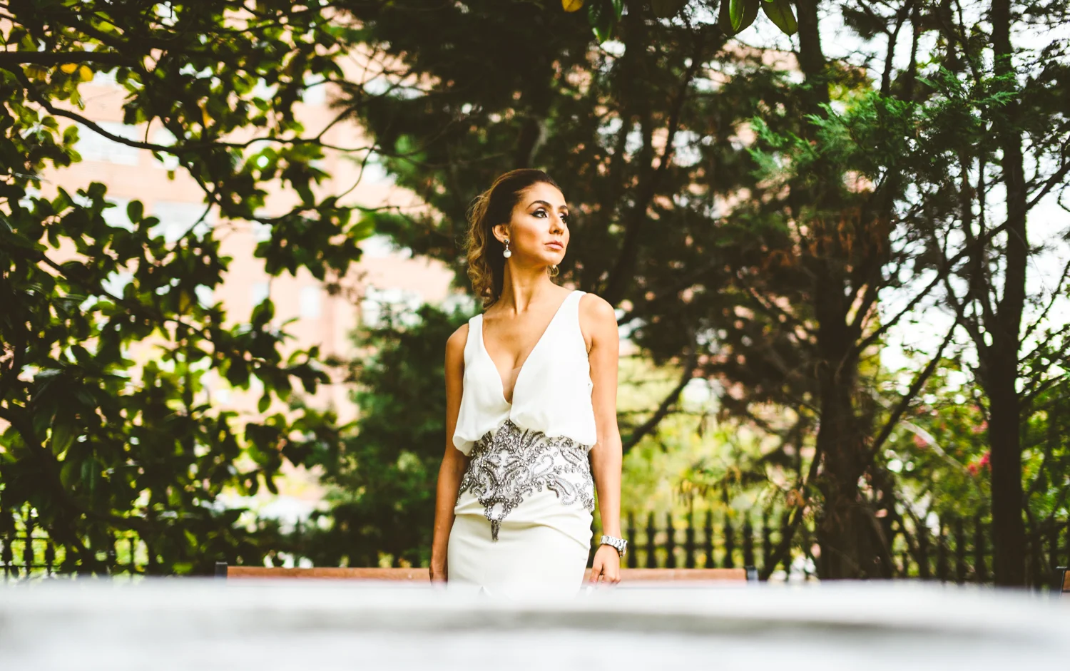 001 - bride to be poses for a portrait outdoors - richmond wedding photographer nathan mitchell.jpg
