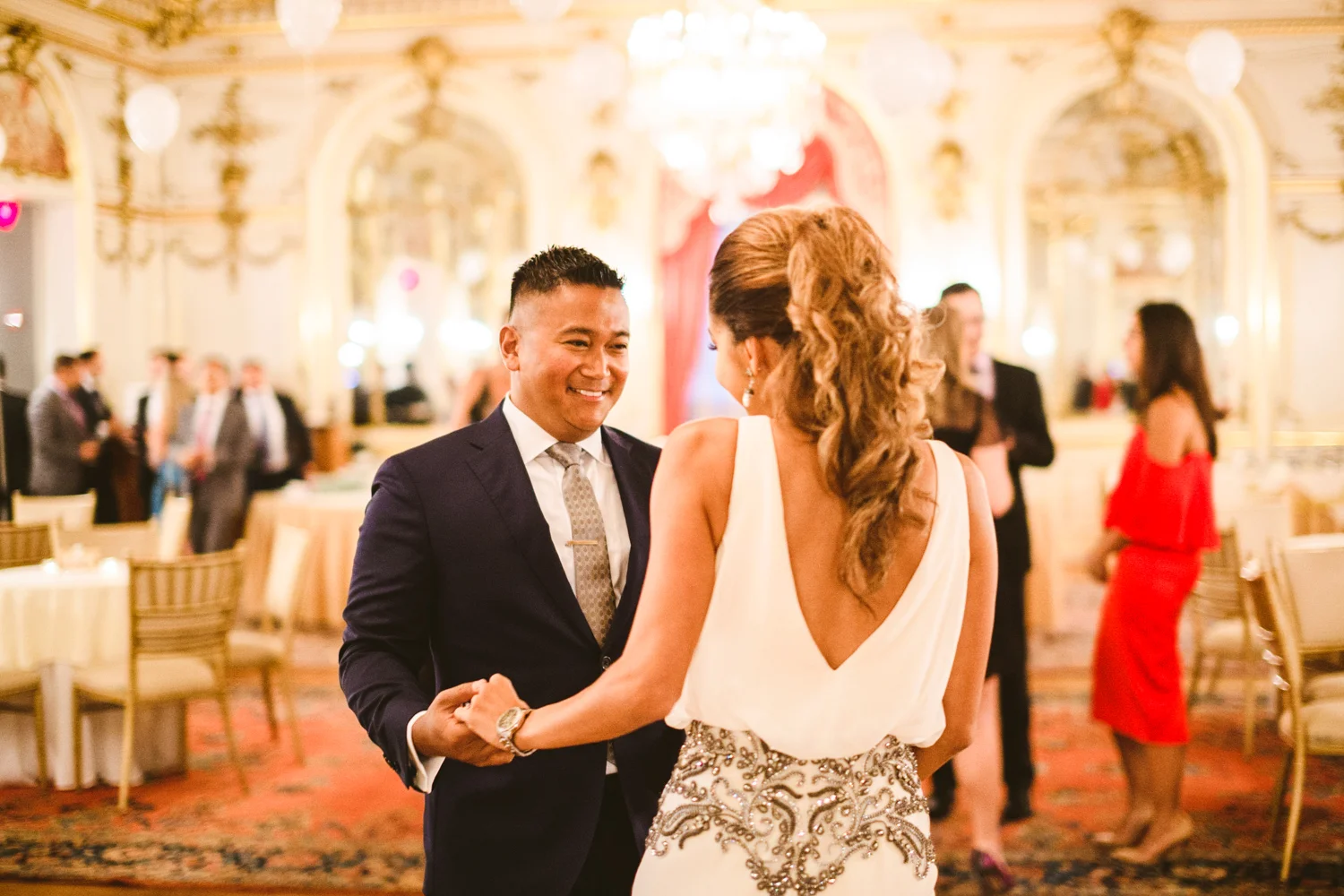 009 bride to be and groom to be share a dance at their engagement party in washington dc.jpg