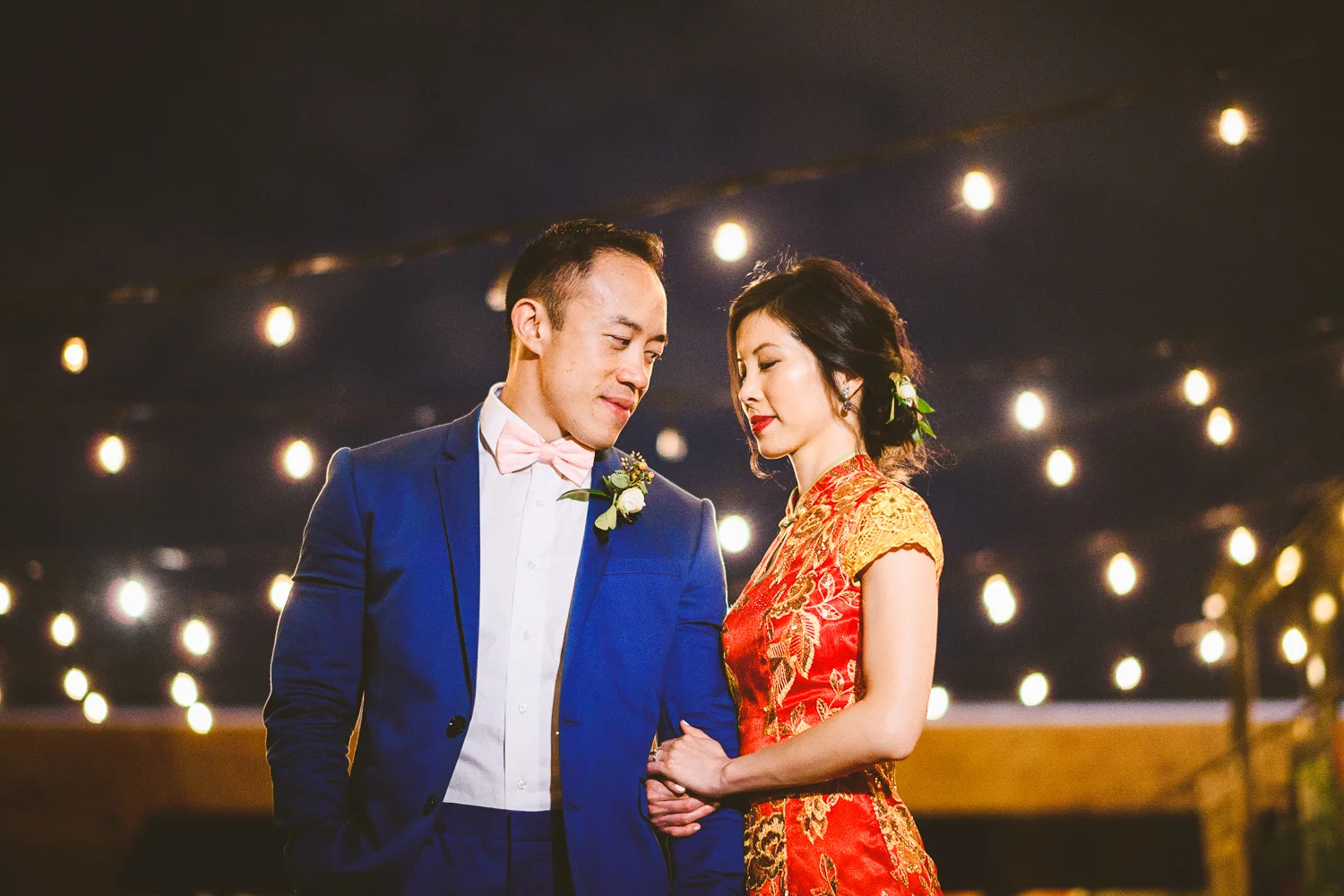062 - gorgeous portrait of bride and groom in front of string lights washington dc wedding photographer nathan mitchell.jpg
