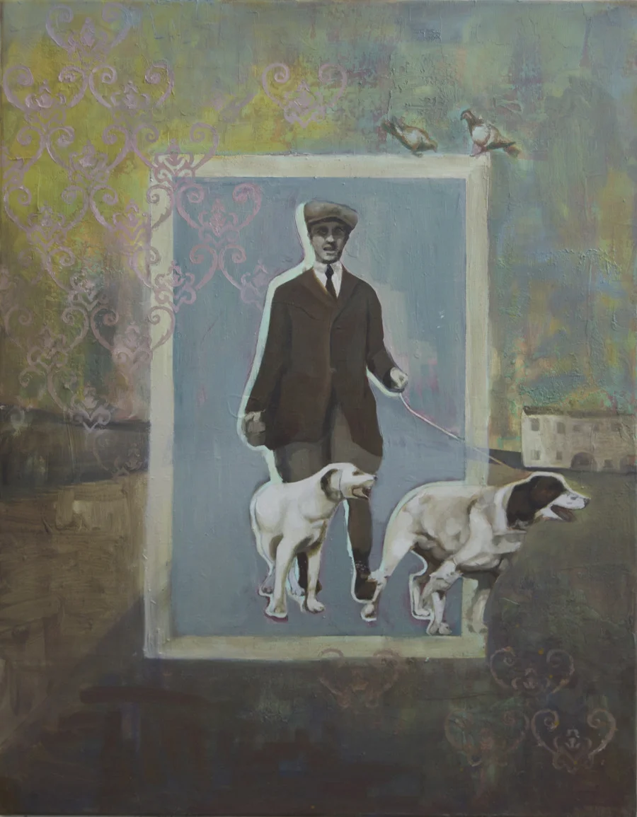   &nbsp;"Passeggiata interrupted". 28"x22". 2012. Oil on canvas. Available.  