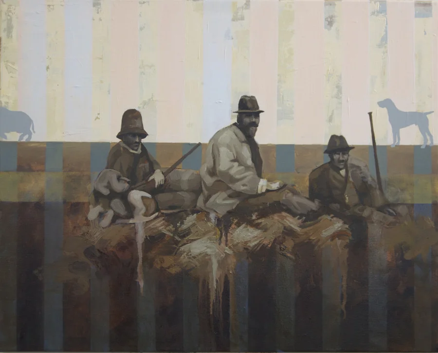   
 
 
  "Boar Hunt." 24"x30". &nbsp;2012. Acrylic and oil on canvas. Available.  
 
 
  