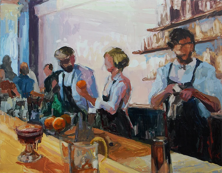 Contemporary bar at the Folies Bergère