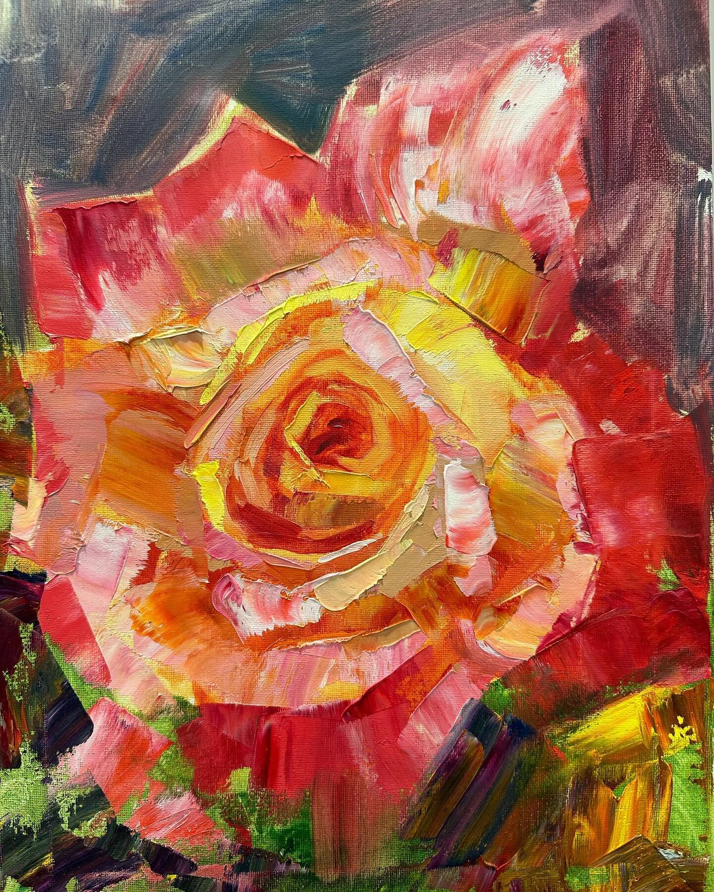 A quick 10 minute study of a Peace Hybrid Tea Rose. This might be my favorite rose if I had to choose. I was in a playful mood and wanted to make something beautiful to get warmed up. I have demoed roses for workshops in the past- wondering if you&rs