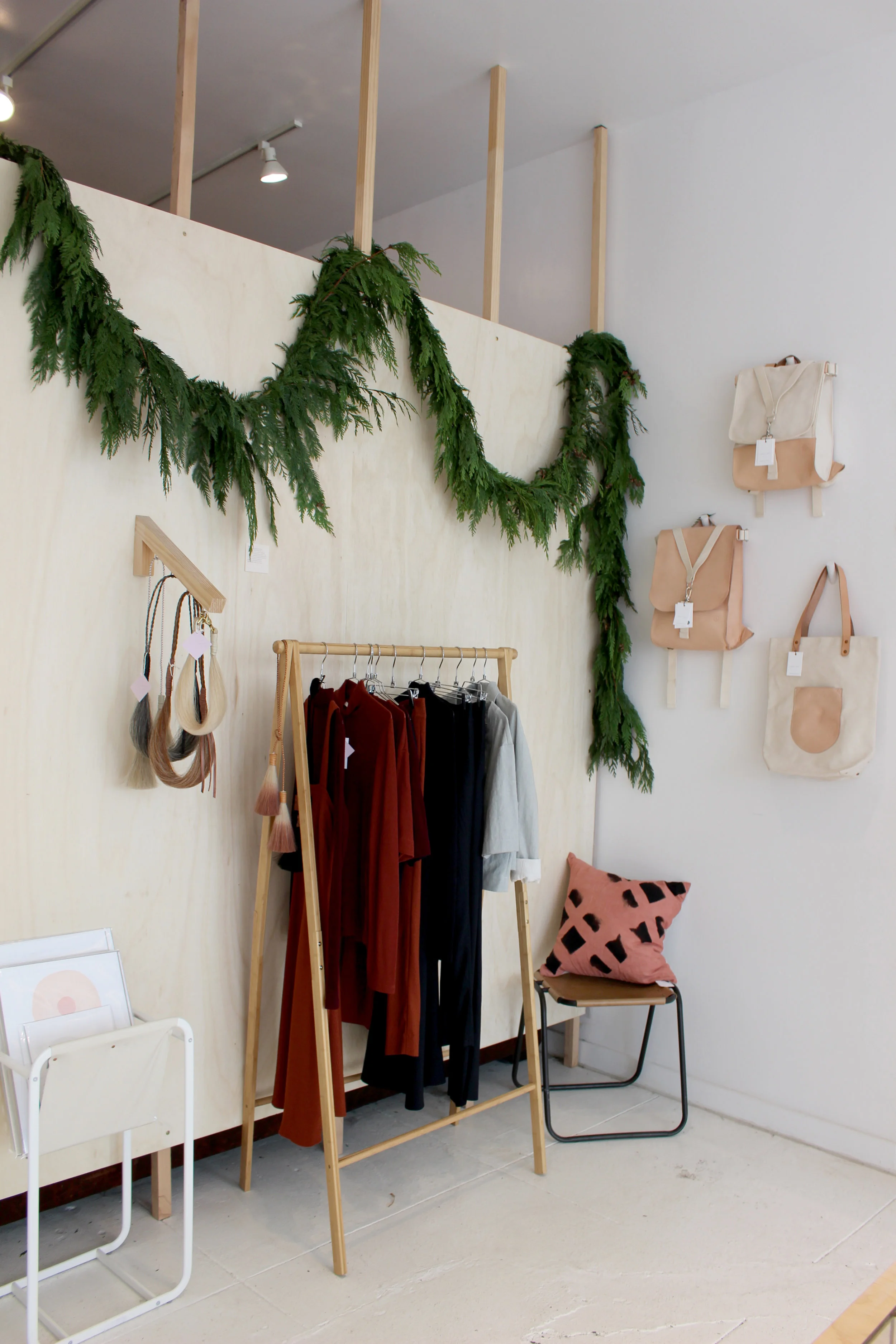 Waltz clothing, Golden Pony Necklaces and bags by Materials and Process. 