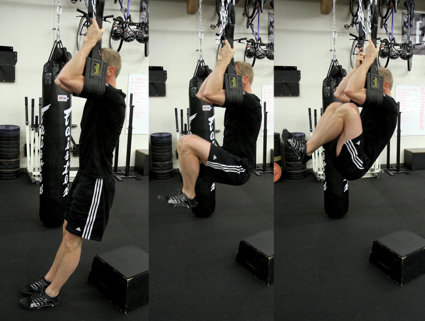 Hanging knee raises add good stress to abdominal training. 