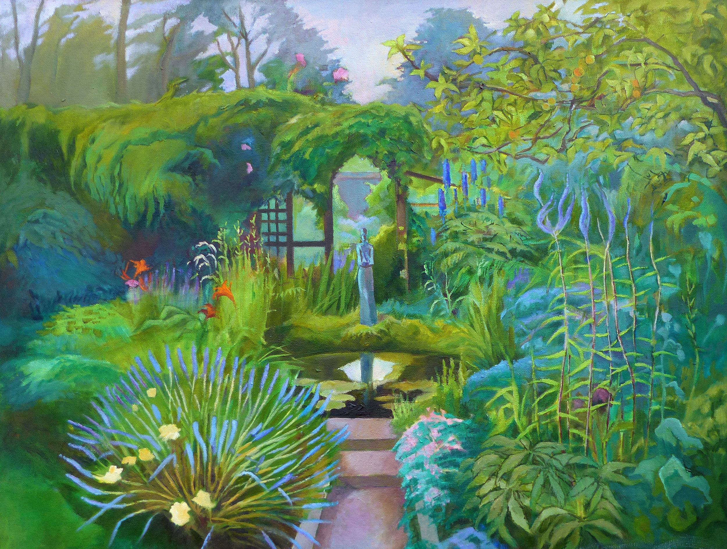  Garden with Alice Palser figure.  Oil. Sold 