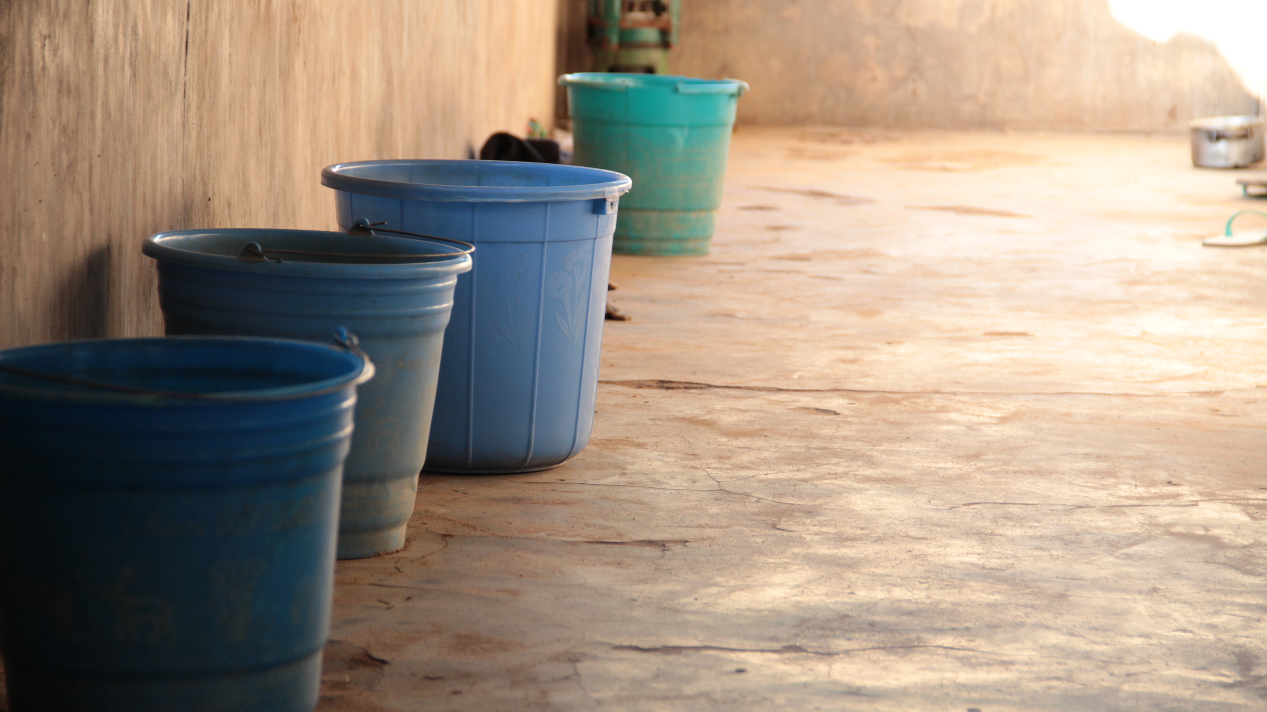  Water pails on the veranda at "the monastery". 