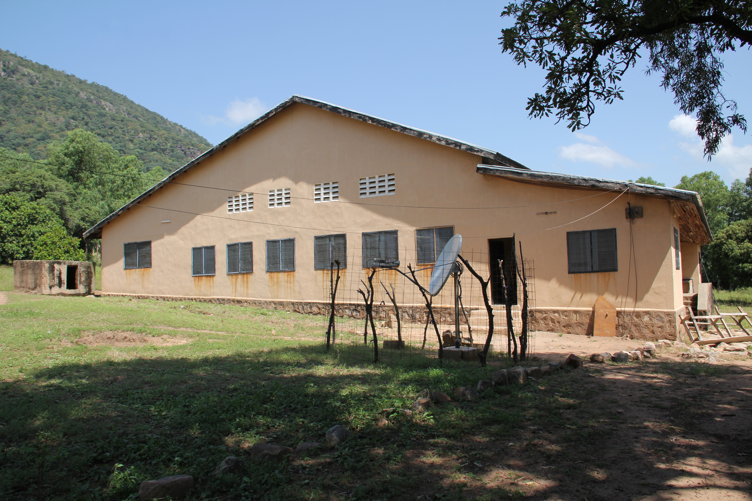  The Bishop Ruben Job Library with satellite dish visible outside. 