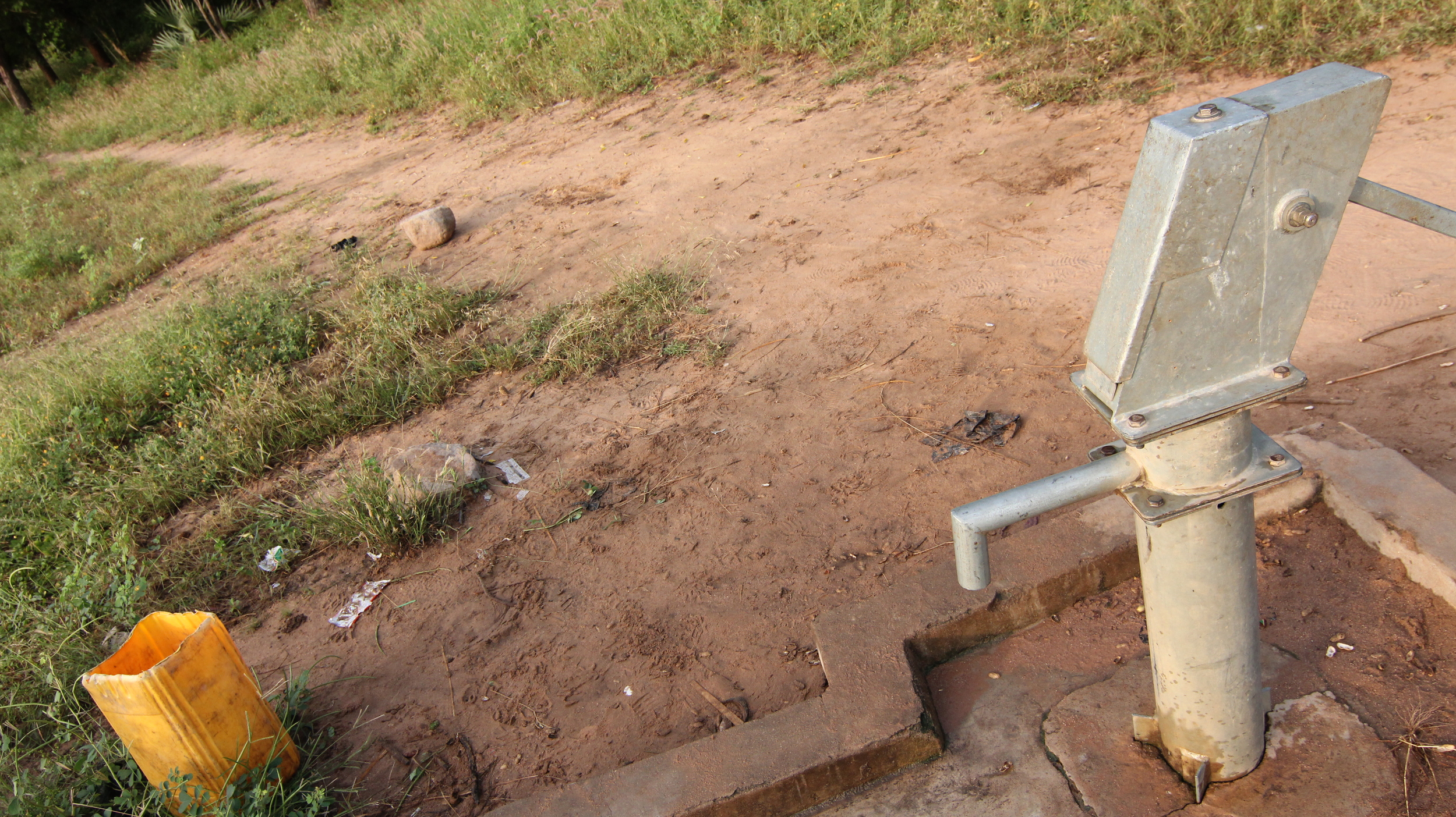  Student's first choice for water is at one of the hand-pump wells that are on-campus. 