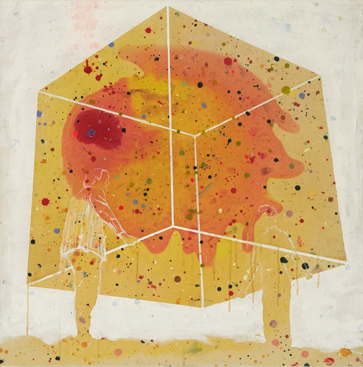 Gathering Into Being, 2015, ink, acrylic, polyurethane resin and oil medium on canvas, 70 x 70cm