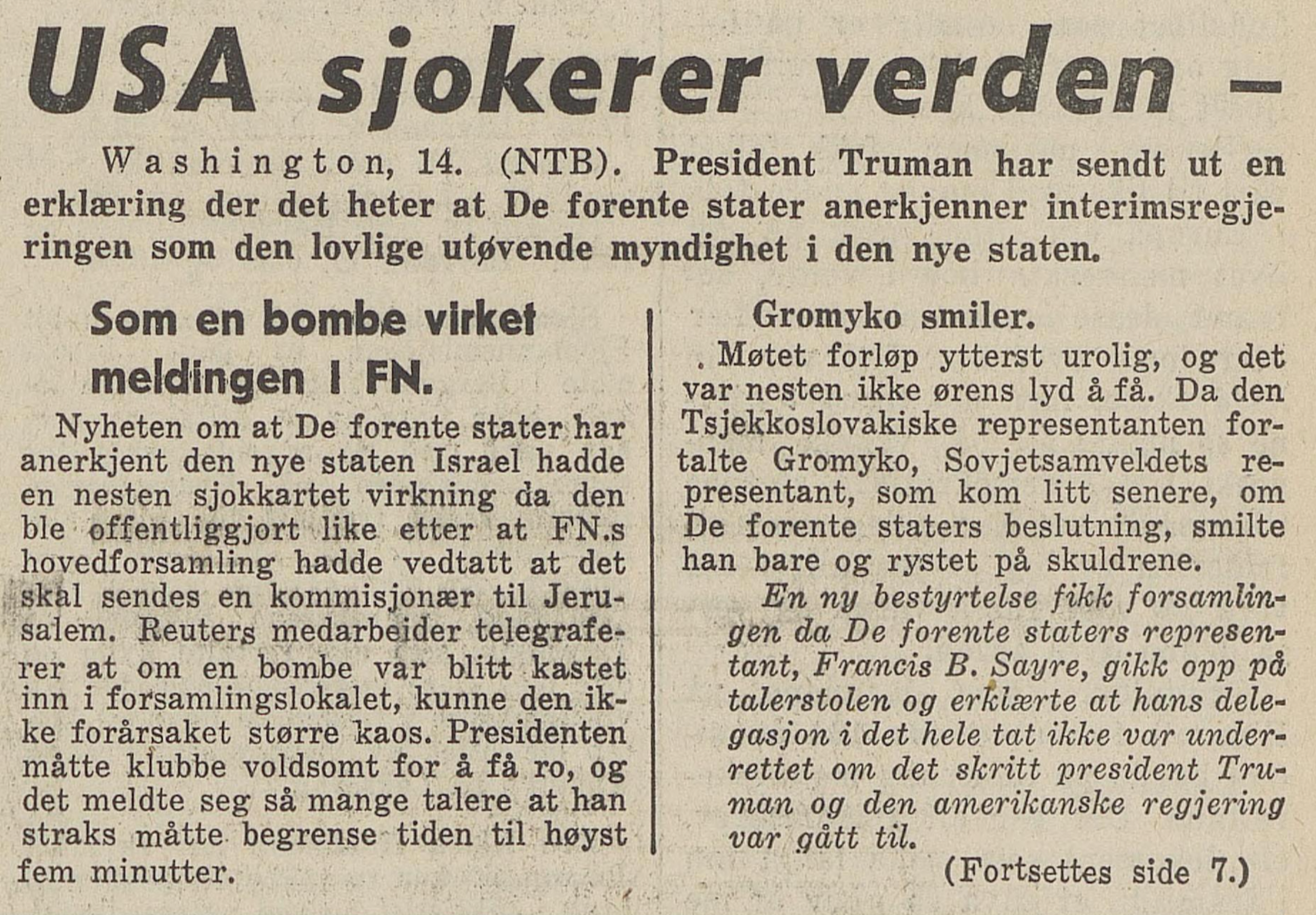 USA sjokkerer verda i Bergens Tidende 15. mai