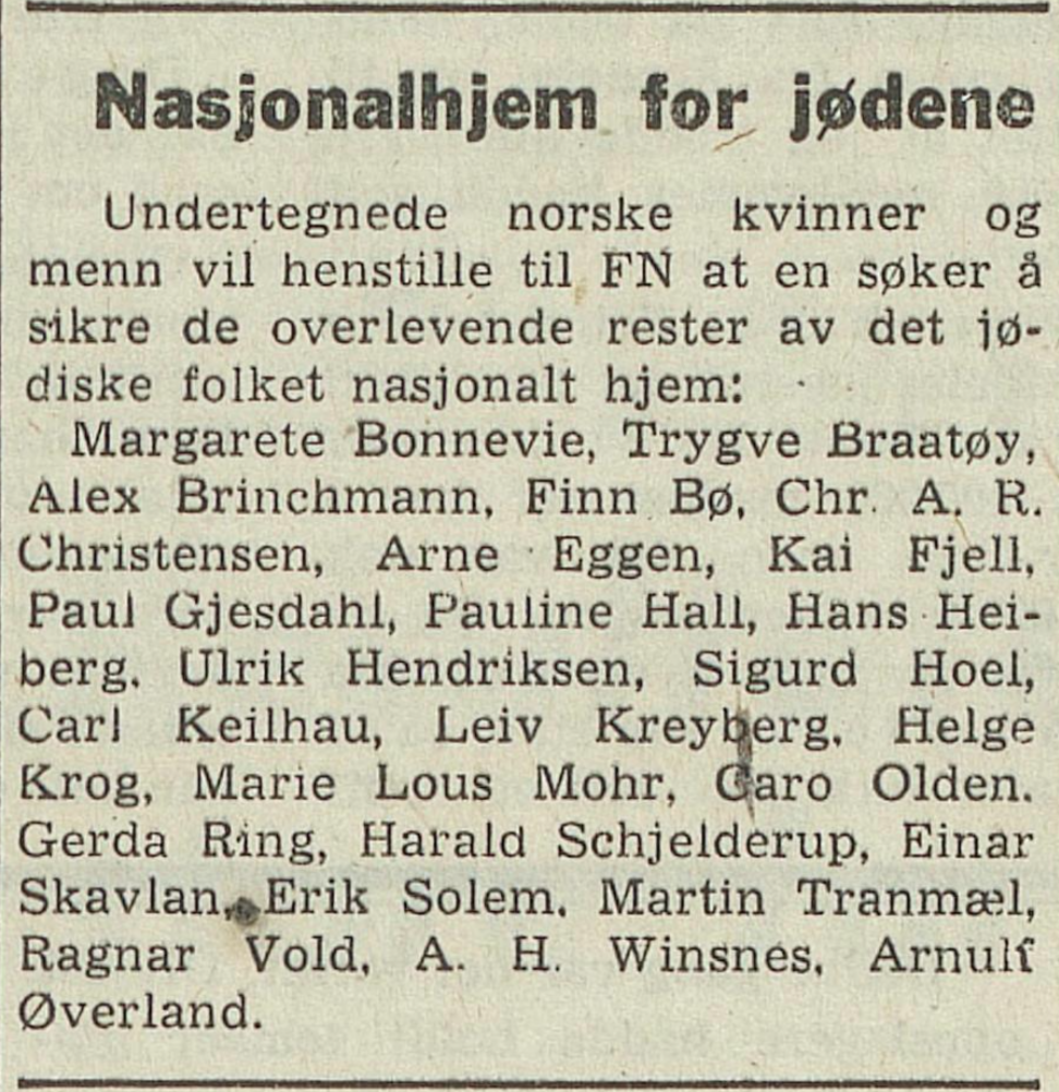 Arbeiderbladet 15. mai 1948, Det same som står i Dagbladet same dag.