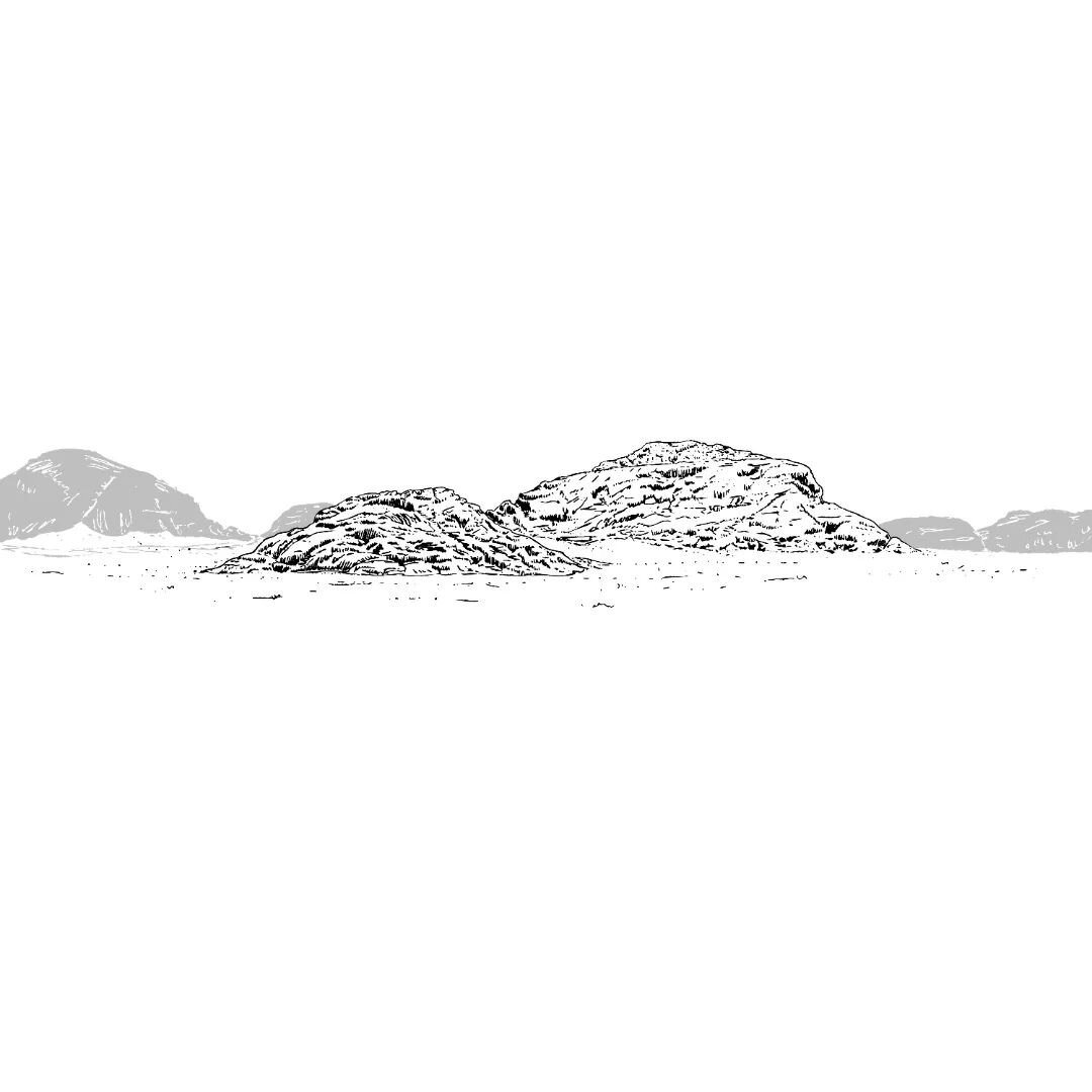 Knudrete knuste knausar i &oslash;ydemark, basert p&aring; eit fotografi av tatt av teiknaren i Wadi Rum i 2011.

..

#sketching#sketch #skisse #fjellskisse #mountainscape #fjell #&oslash;rkenlandskap #&oslash;rken #desertdrawings #desertscape #deser