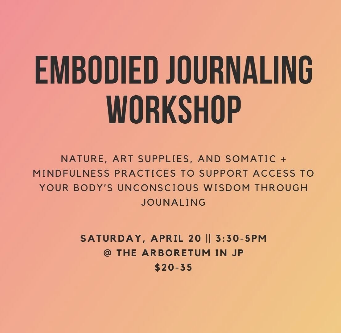 Gather with us at the @arnold_arboretum this Saturday to enjoy the spring weather and blooms during this embodied journaling workshop.

I&rsquo;ll be facilitating you through somatic + mindfulness practices to support access to your body&rsquo;s unco