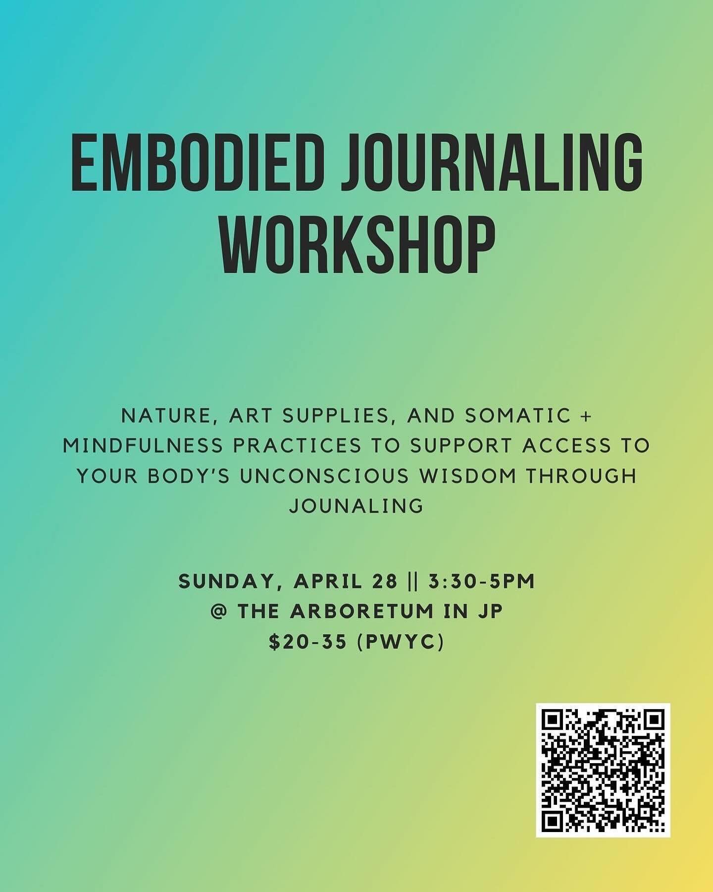 Embodied journaling workshop this Sunday at the arb! It&rsquo;s gonna be 70 and beautiful 🥹 excited to play and make space for the feels and journal in nature together&hellip; tickets in bio!

+ some sweet words from dear ones, these sorts of affirm