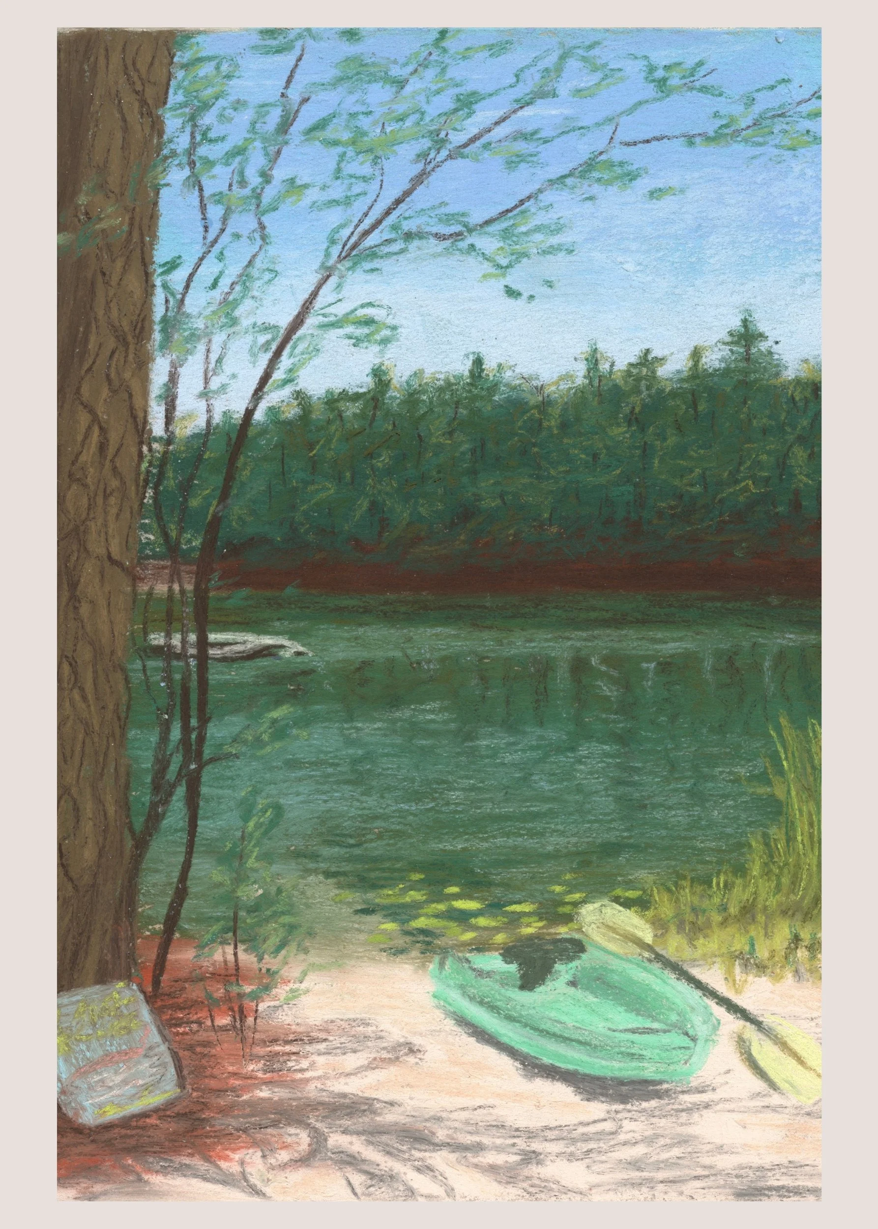 Lakeside, Hostel in the Forest, Brunswick, GA - Soft Patel Landscape Fine Art Giclee Print