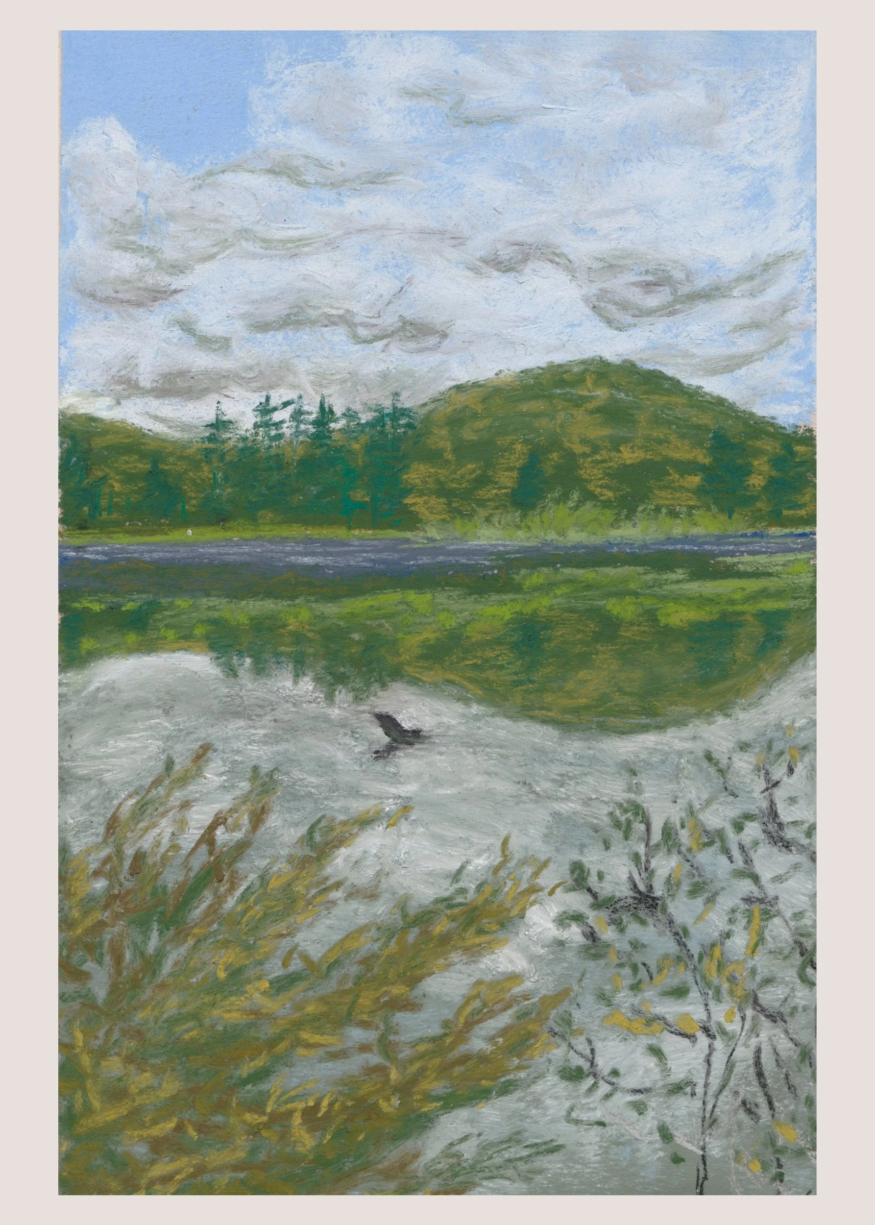 Neighbor's Pond, Midcoast Maine - Soft Patel Landscape Fine Art Giclee Print