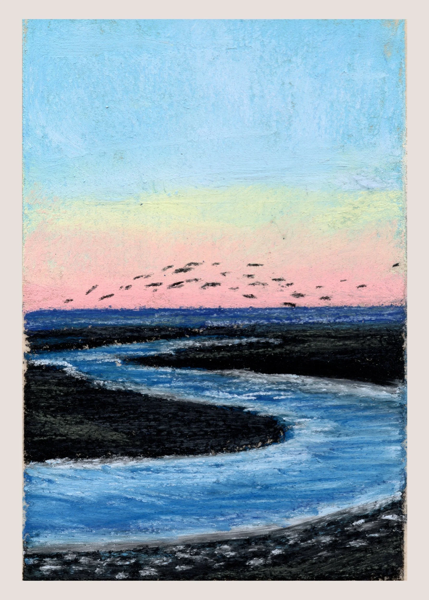 (z) Gould's Inlet, St Simons Island, GA - Soft Patel Landscape Fine Art Giclee Print