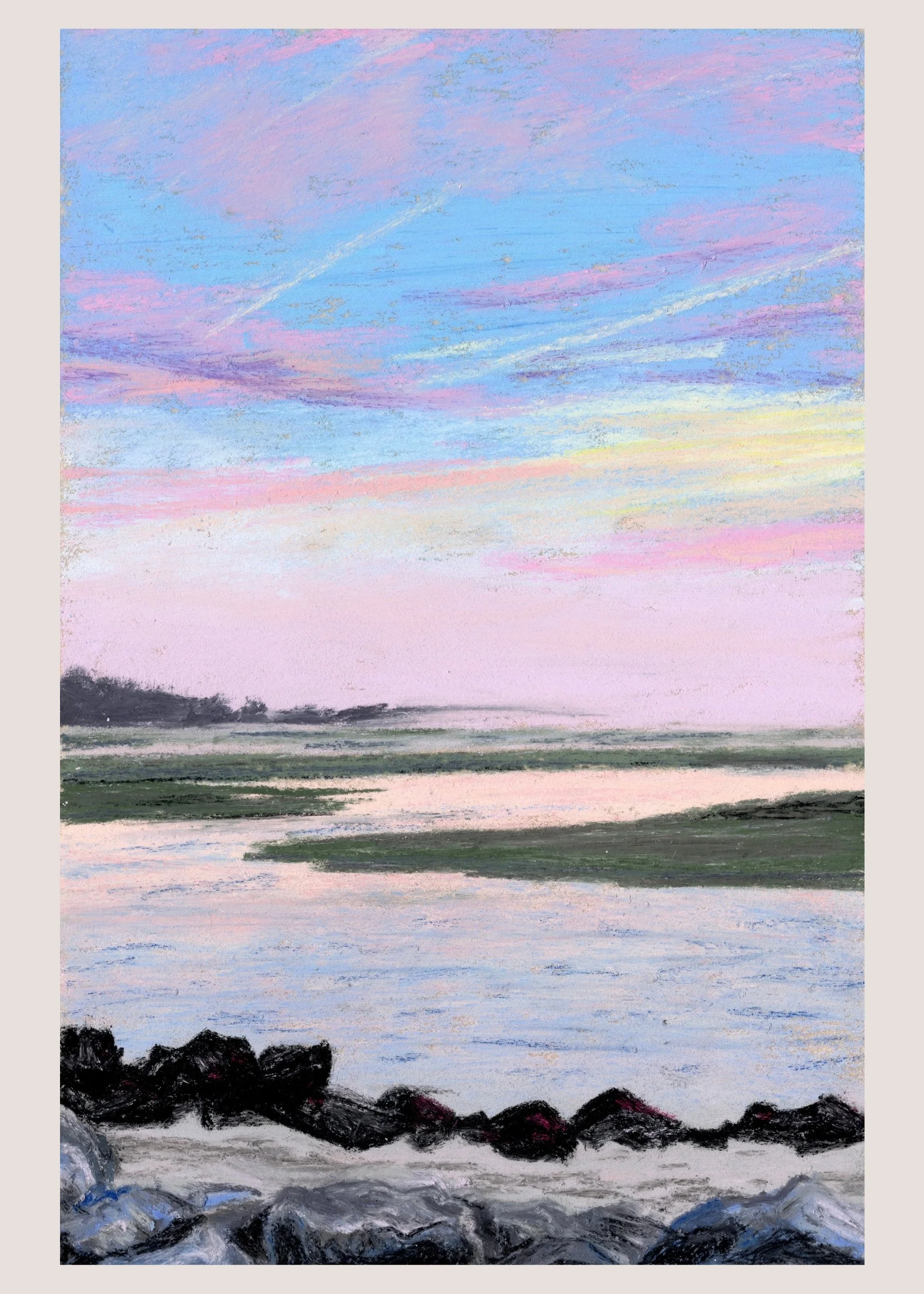 (b) Gould's Inlet, St Simons Island, GA - Soft Patel Landscape Fine Art Giclee Print