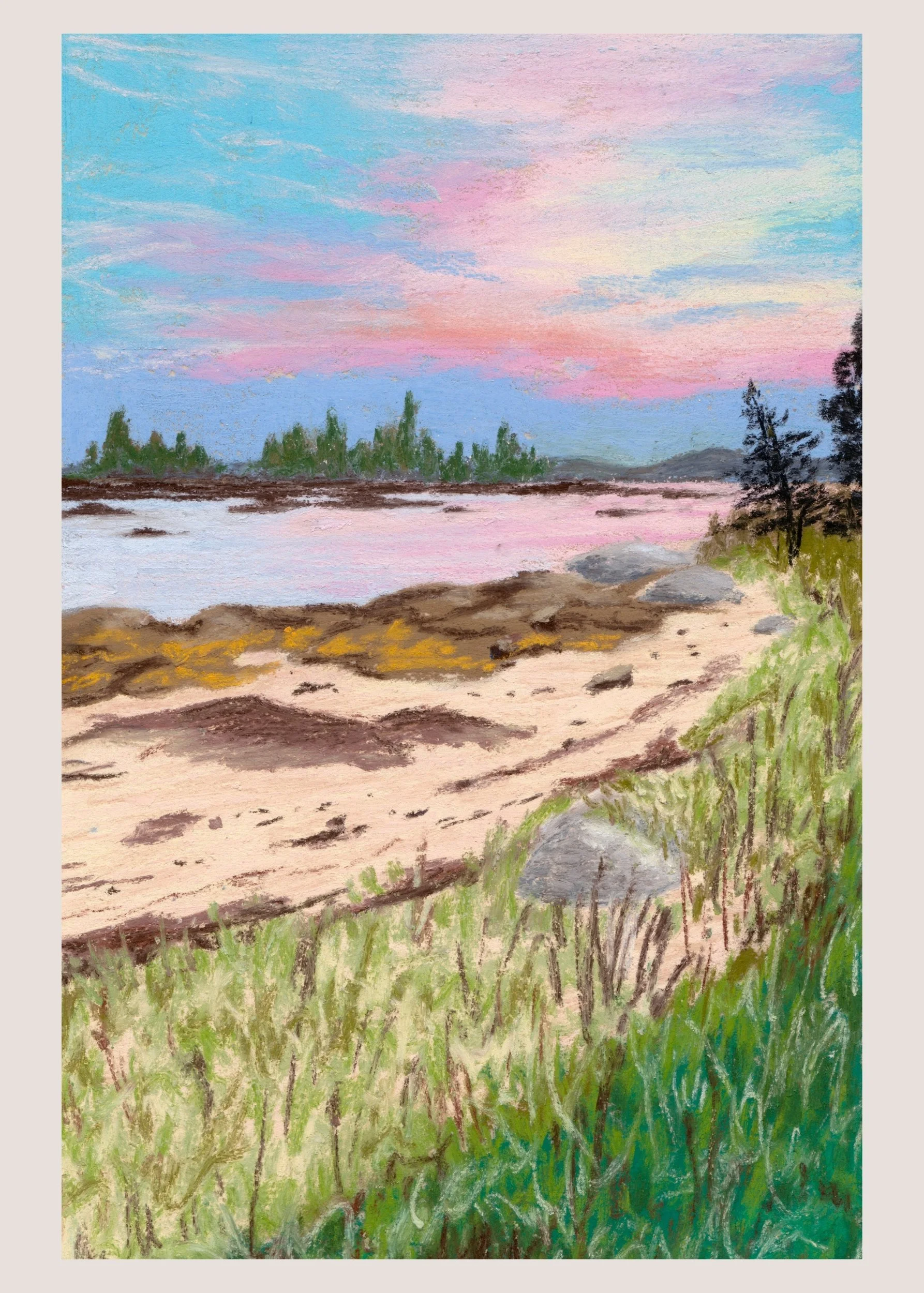 Deer Isle, Maine Seascape - Soft Patel Landscape Fine Art Giclee Print