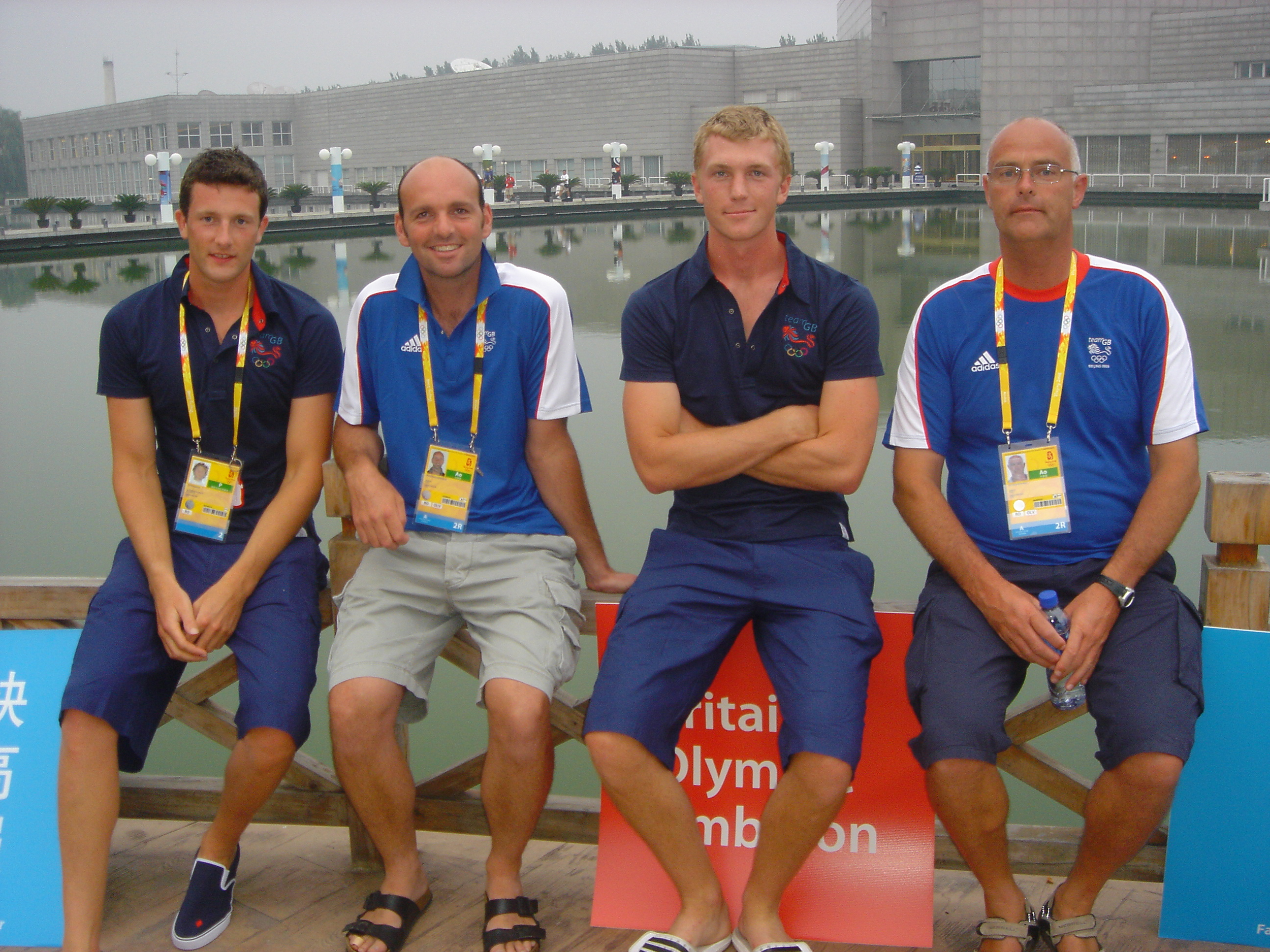 2008 Beijing Olympic spares with coaches on the night of the opening ceremony. (Left to Right: Tom Parker, Jonny Singfield, Alex Gregory, Pete Shepherd)