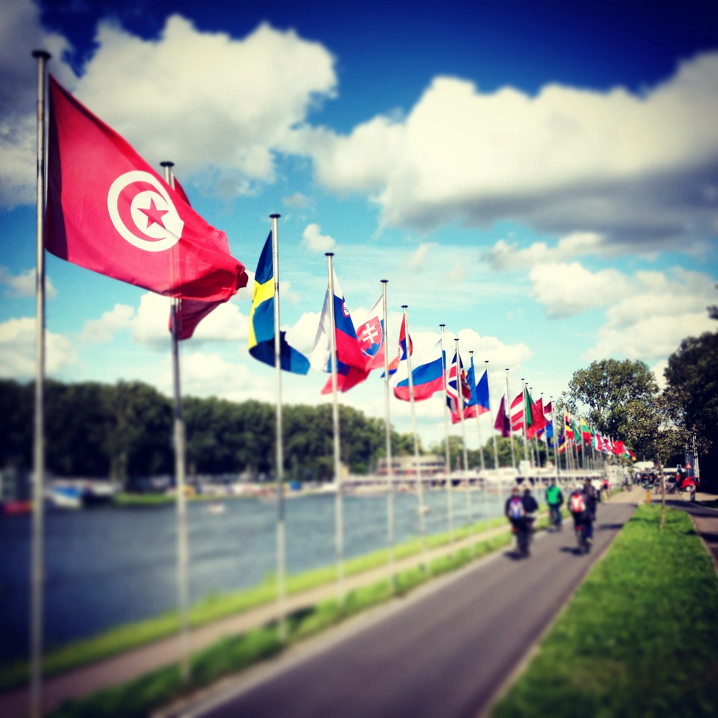 Where all the countries meet - The flags along the course represent every nation that is there to compete.