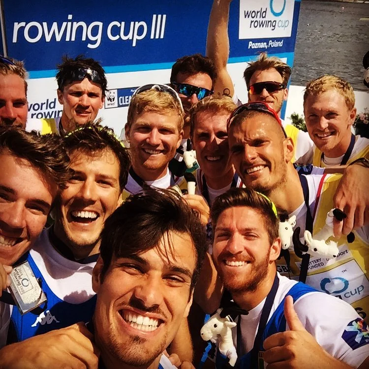 The podium in Poznan, last race before the Olympics. Gold GB, Silver Italy, Bronze Australia. Photo courtesy of Italian Matteo Castaldo.