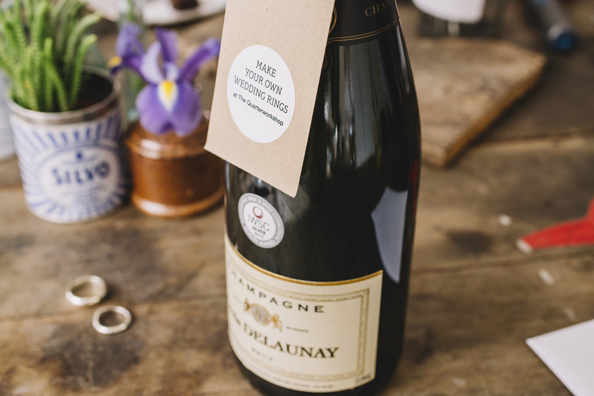 champagne to celebrate making your own wedding rings 