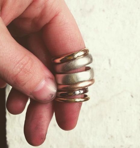 wedding rings with texture on finger