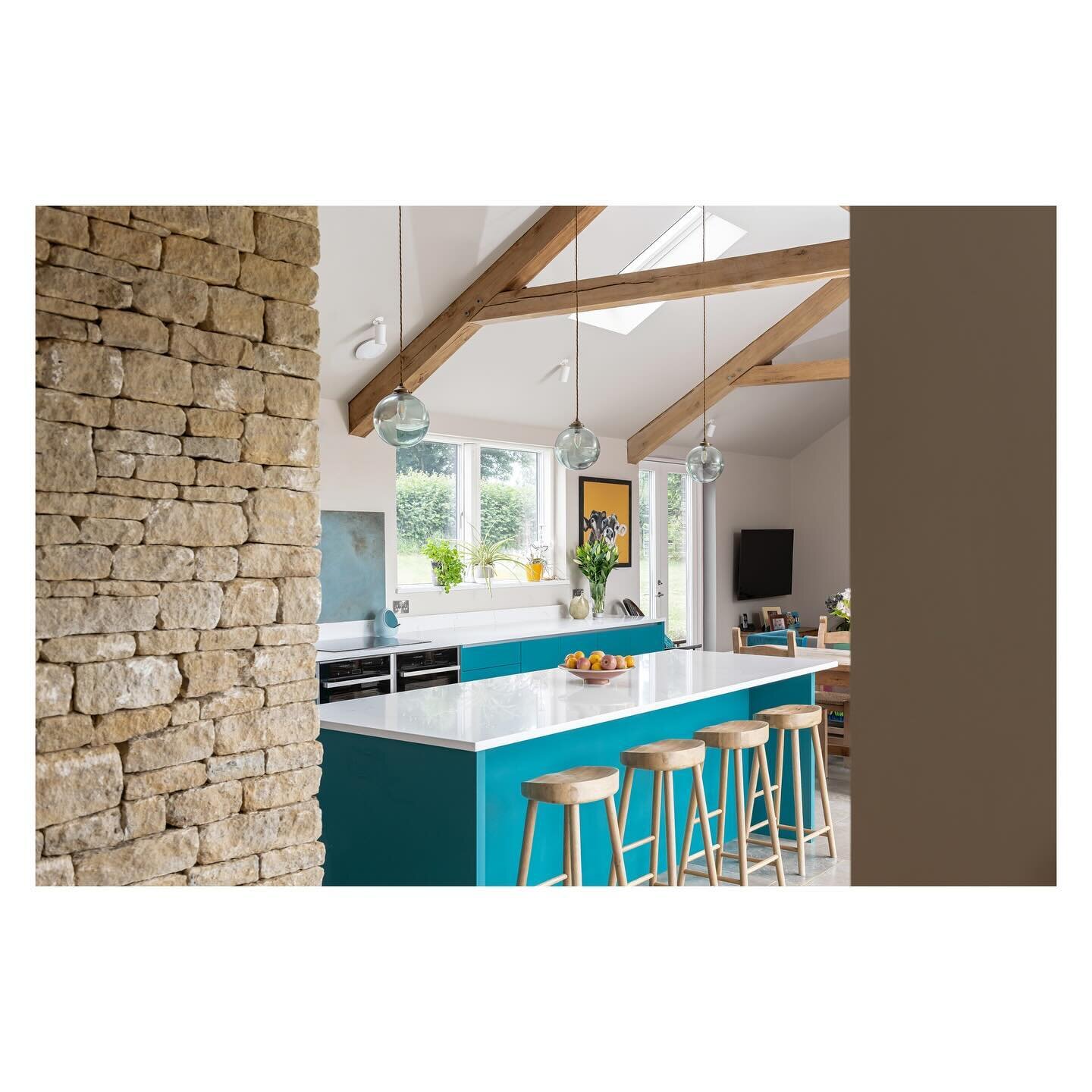 | Field House

The kitchen in our new build country house is located in a separate wing off the main stone volume, transitioning from formal and solid to informal and light.

The single storey timber framed structure has exposed oak beams and large o