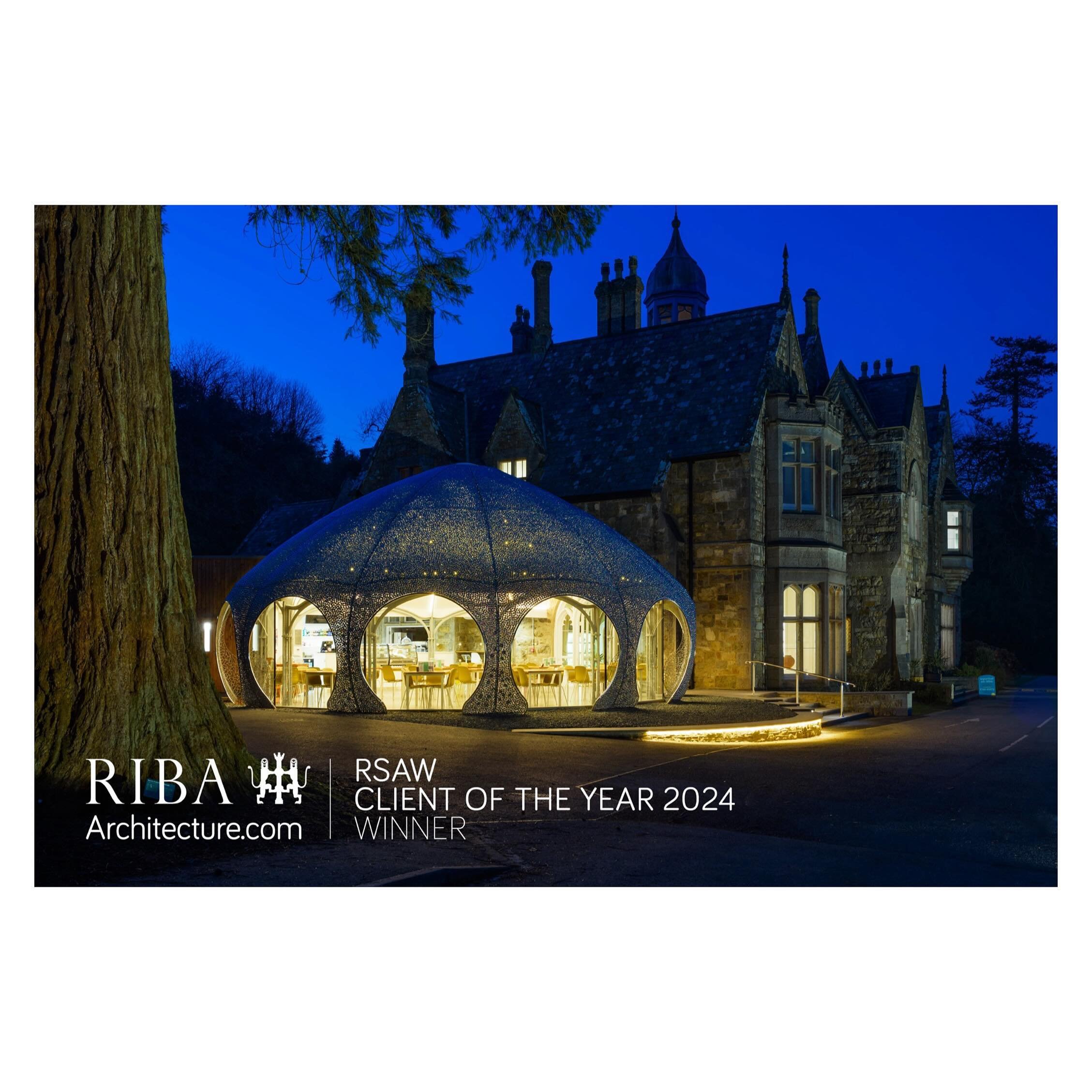 | RSAW Client of the Year 2024

We were delighted that the Royal Society of Architects in Wales recognised and honoured @orielplasglynyweddw as client of the year at last night&rsquo;s RSAW / RIBA Regional awards in Cardiff for the new cafe project w