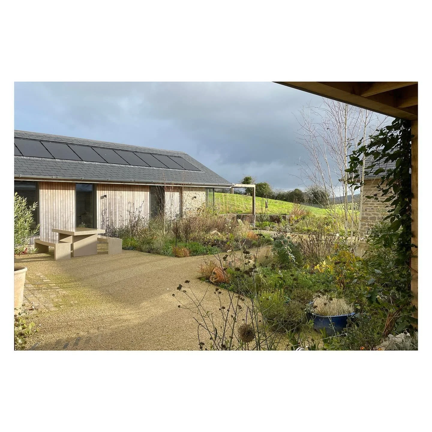 | Somerset Barn

Lovely to head out of town to see our barn we completed last spring bedding in nicely.

The picture shows the new build bedroom wing to the west side of the informal courtyard which uses the same palette of materials as the original 