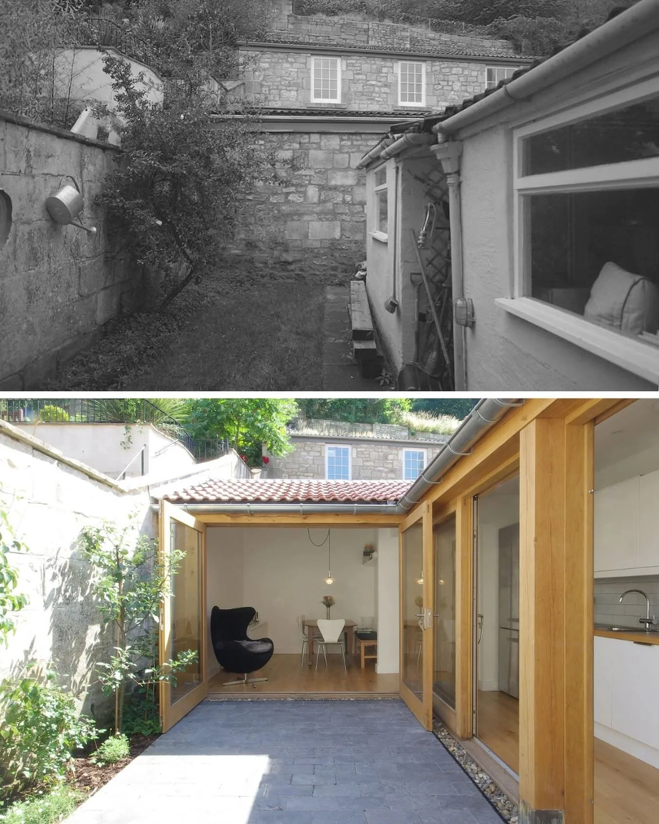 A Georgian artisan&rsquo;s house in Bath, reimagined.

Our design inserts a calm, L-shaped rear extension that connects the living spaces around a central courtyard, creating flexible family areas while respecting the Grade II listed heritage. 

The 