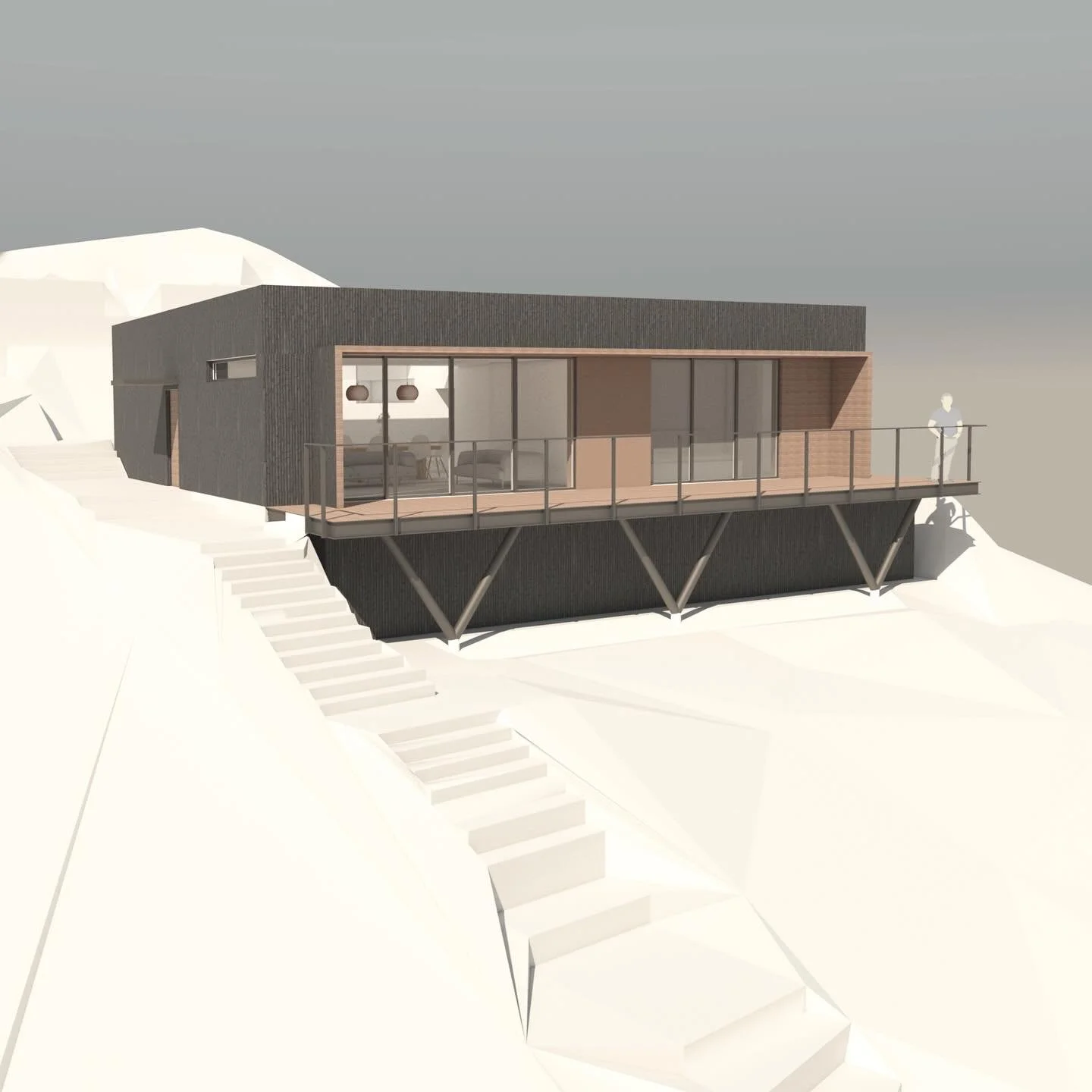 Our redesign of a family home in Charlcombe on the outskirts of Bath embraces the sloping site with a striking cantilevered balcony and sweeping valley views. 

The new and existing elements are tied together with charred-black timber cladding and wa