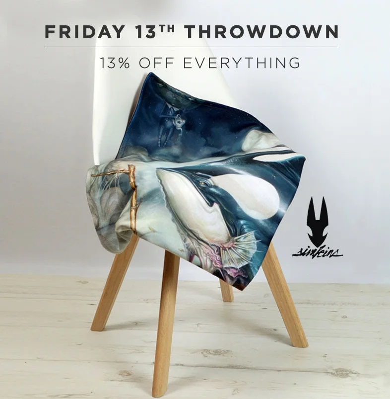 *13% OFF ALL WEEKEND, USE THE PROMOCODE 'FRIDAY13'... It's getting chilly out there! To help with these winter nights the folks at This is a Limited Edition have launched a collection of giant Limited Edition Throw Blankets. Constructed of an unbelievably soft anti-pill fleece - printed one side - with an even softer faux fur graphite grey back. Limited to just 300 per design. SHOP NOW ! Plus, you can get 13% off limited edition pillows and "Strawctopus" Cup & Saucer Sets by Greg "CRAOLA" Simkins! *Offer ends Monday, November 16th, 2015