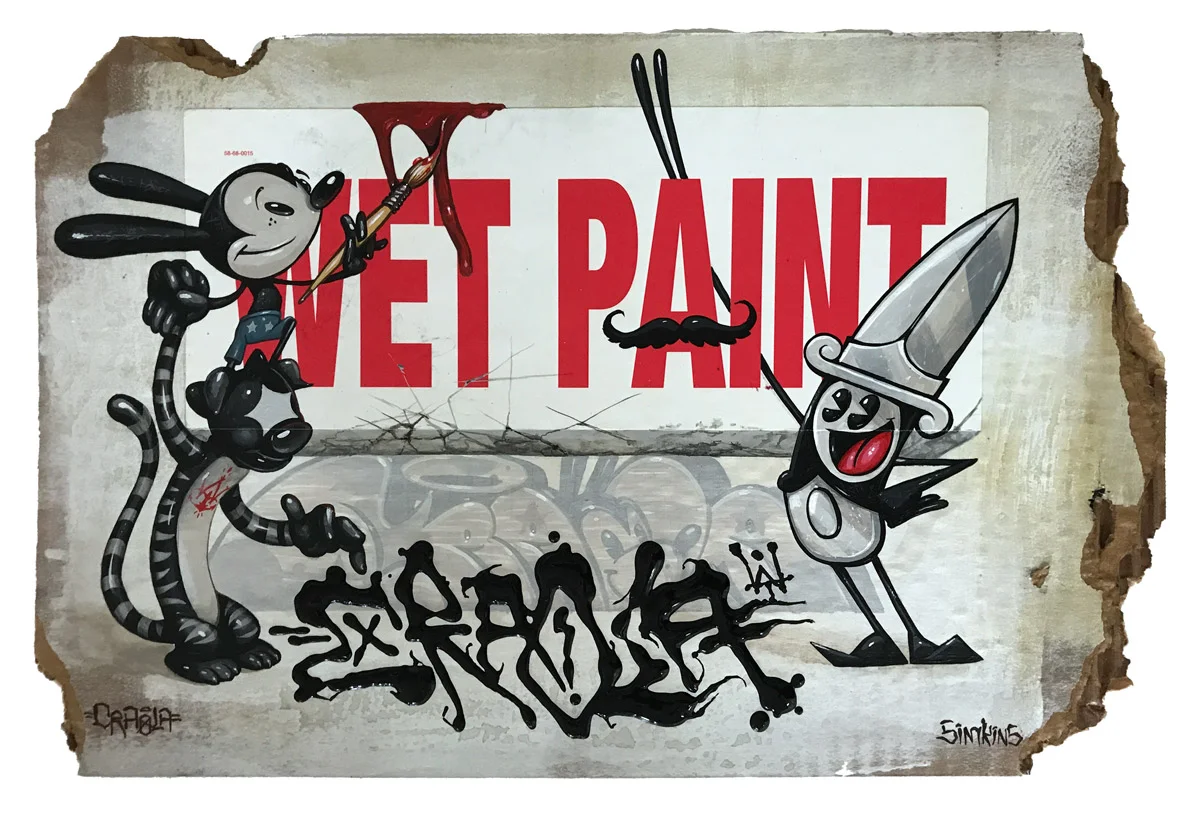 WET PAINT 2 11 x 17 in. Acrylic, collage on cardboard INQUIRE
