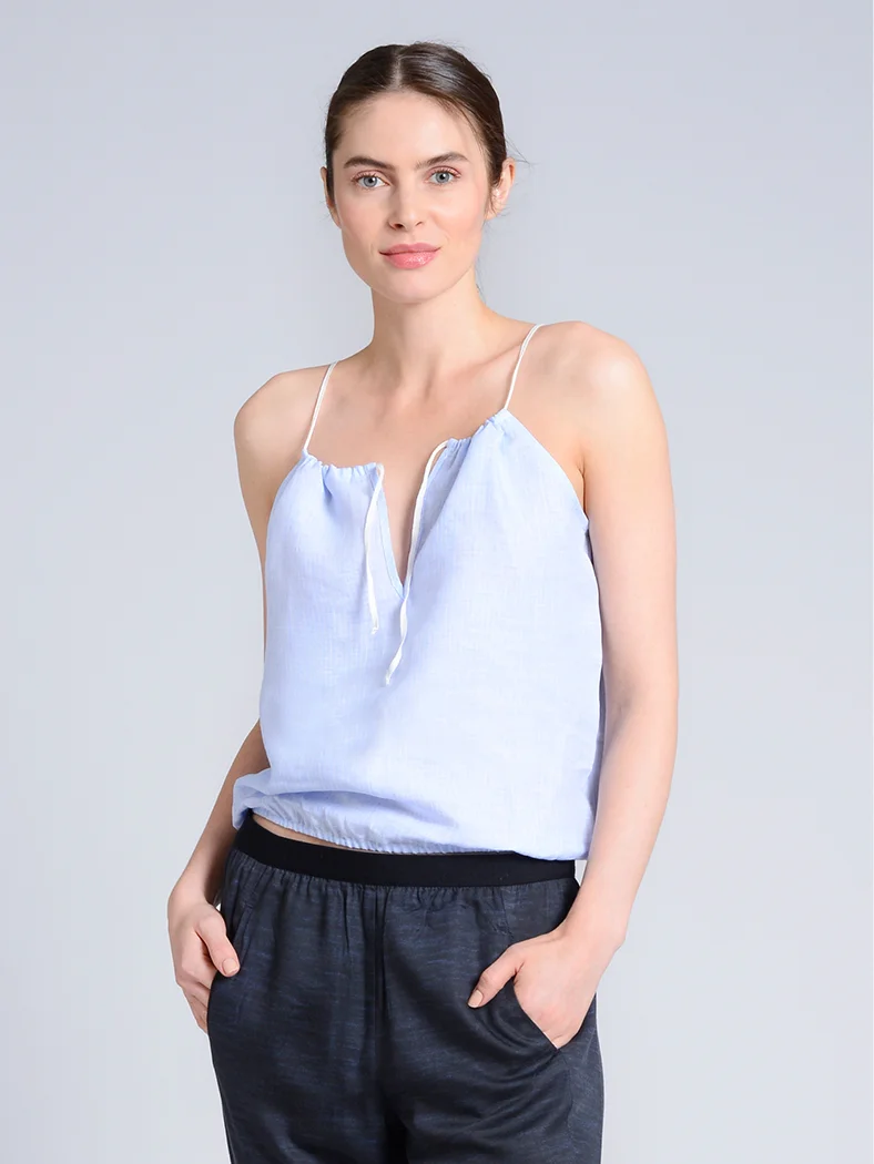 Nina's Top Ciel & Blanc Stripes Linen