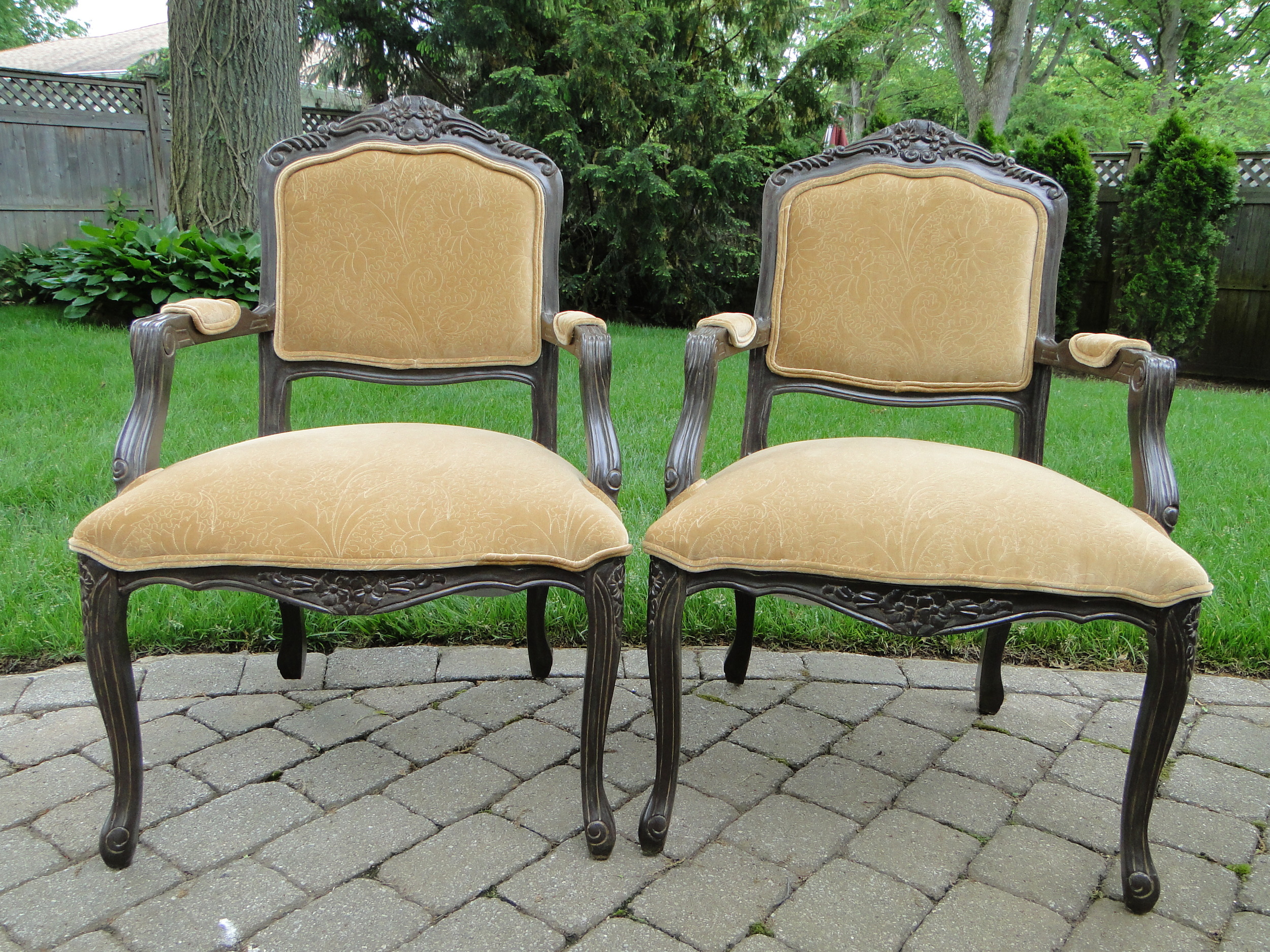 Pair of chairs complete with new fabric and finish