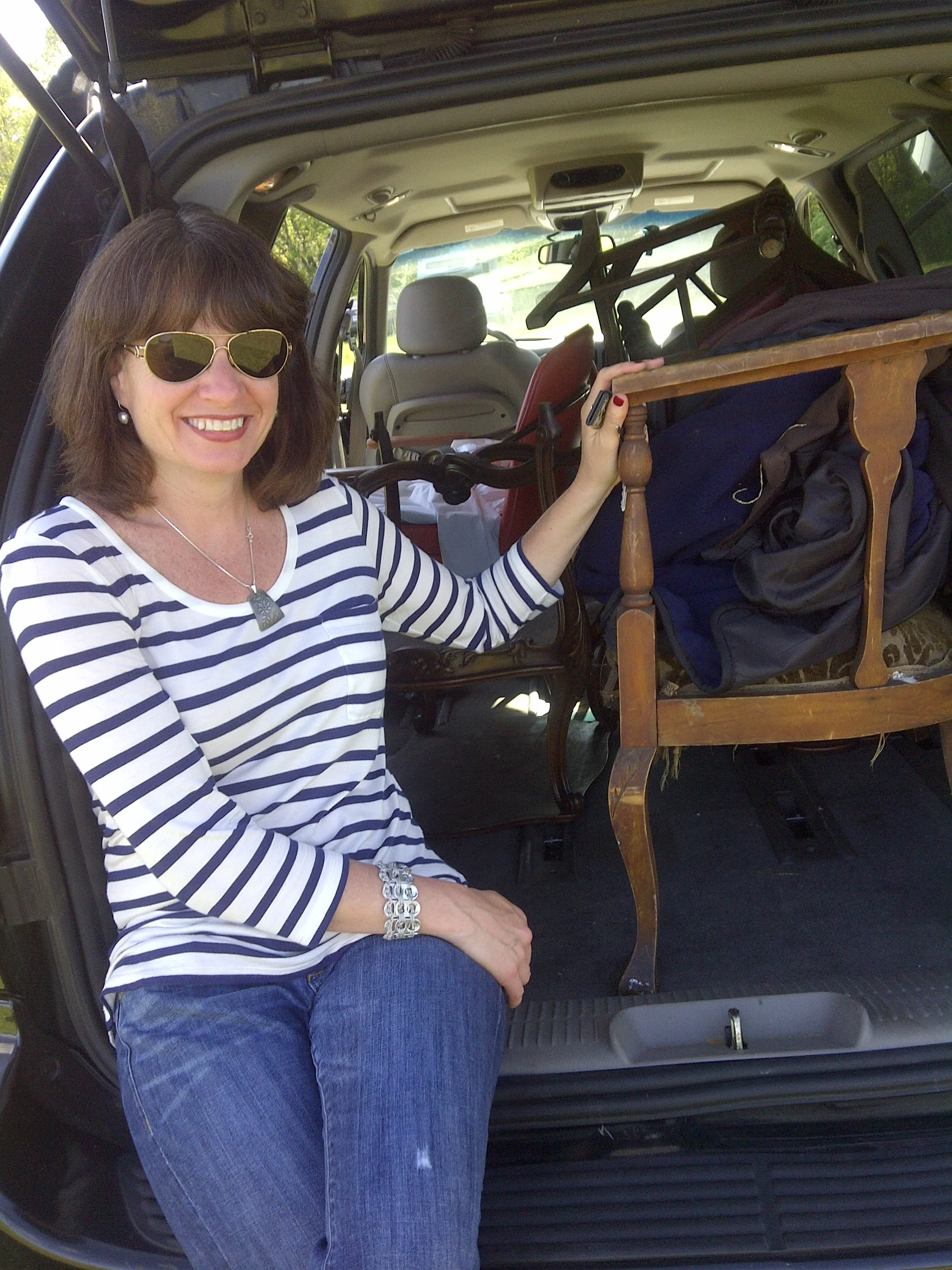 Minivan loaded with great finds at Brimfield Antiques Market in Massachusetts (2013)