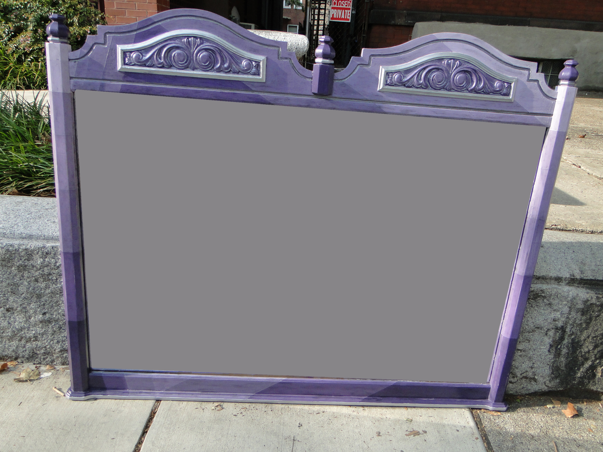 Hand painted purple mirror