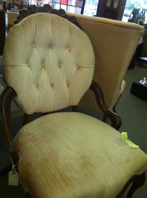 "Before" view of chair in antique store