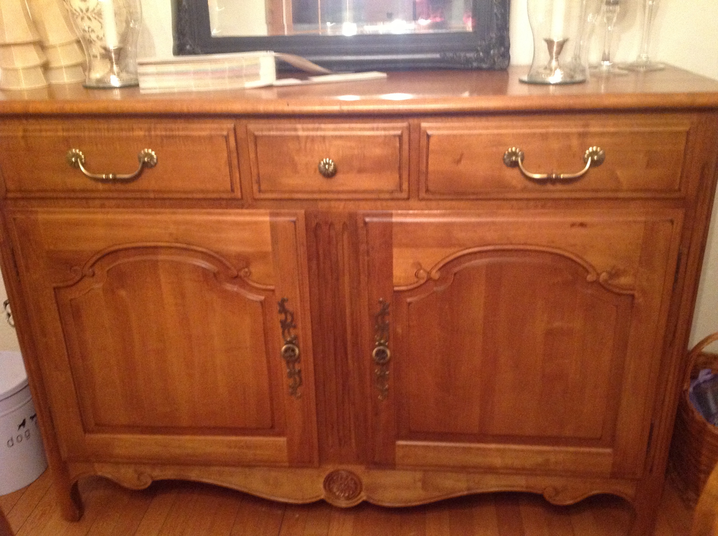 "Before" photo of buffet piece
