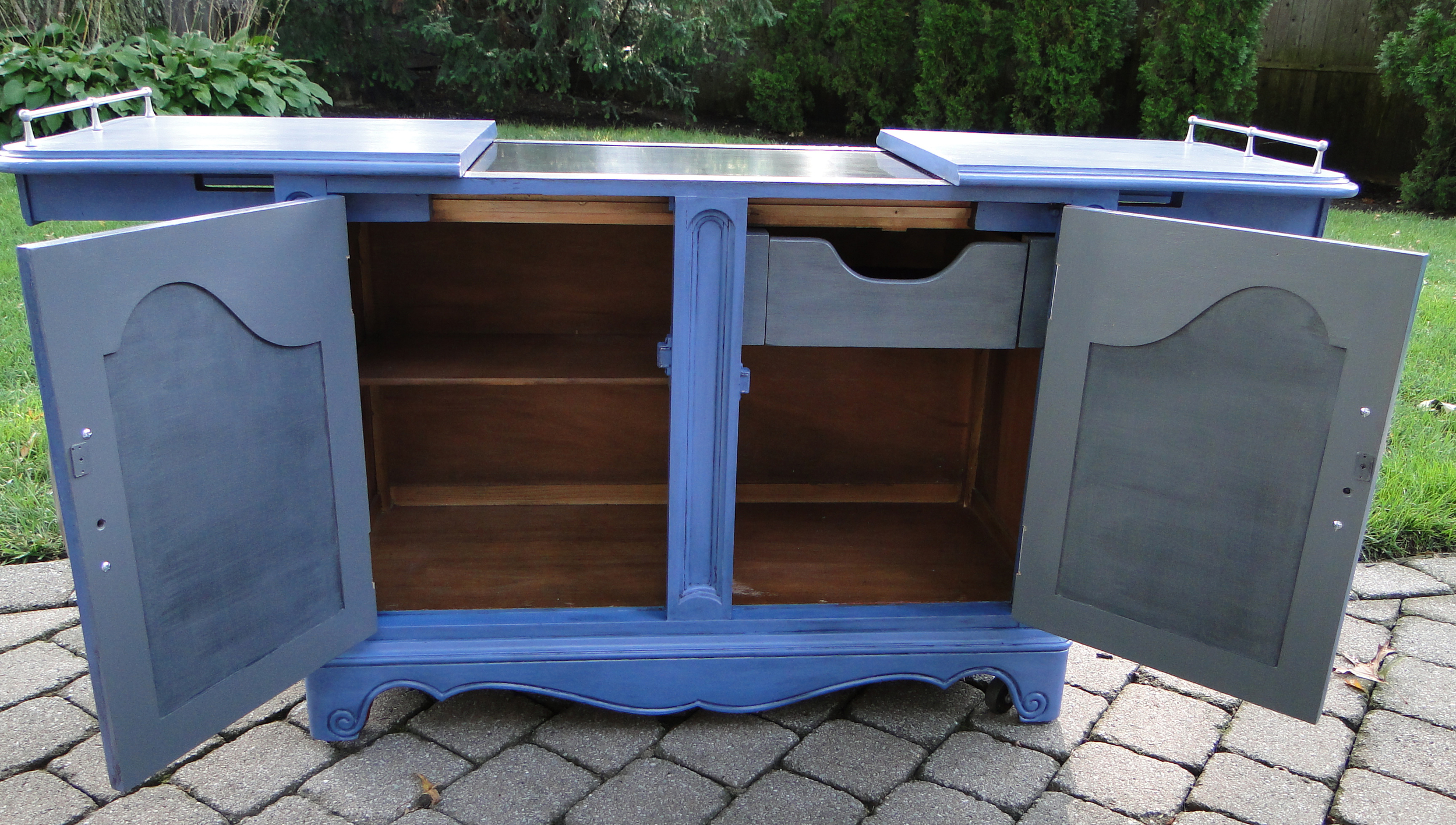 Interior view, including painted drawer and door panels