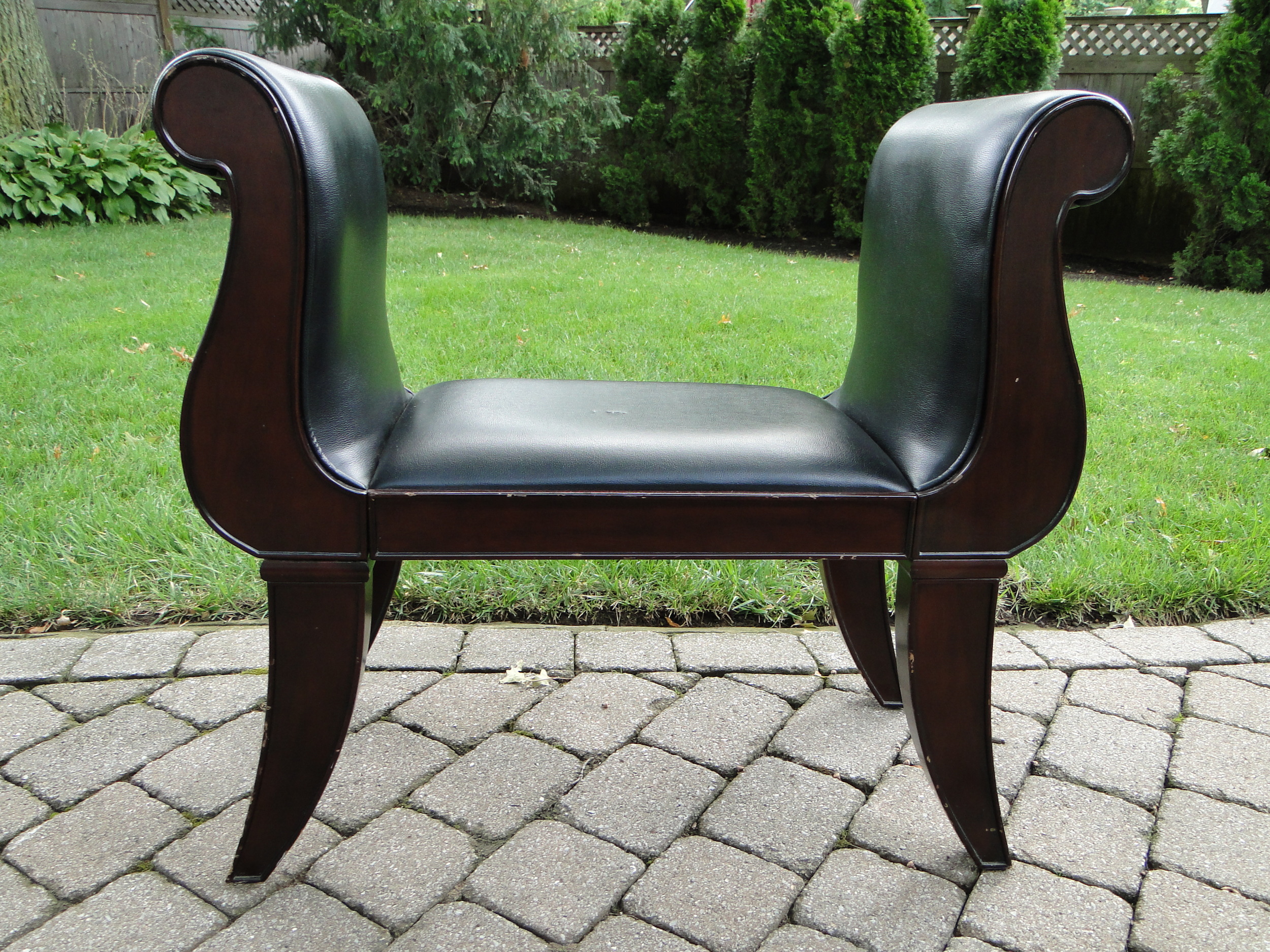 "Before" photo of vintage bench