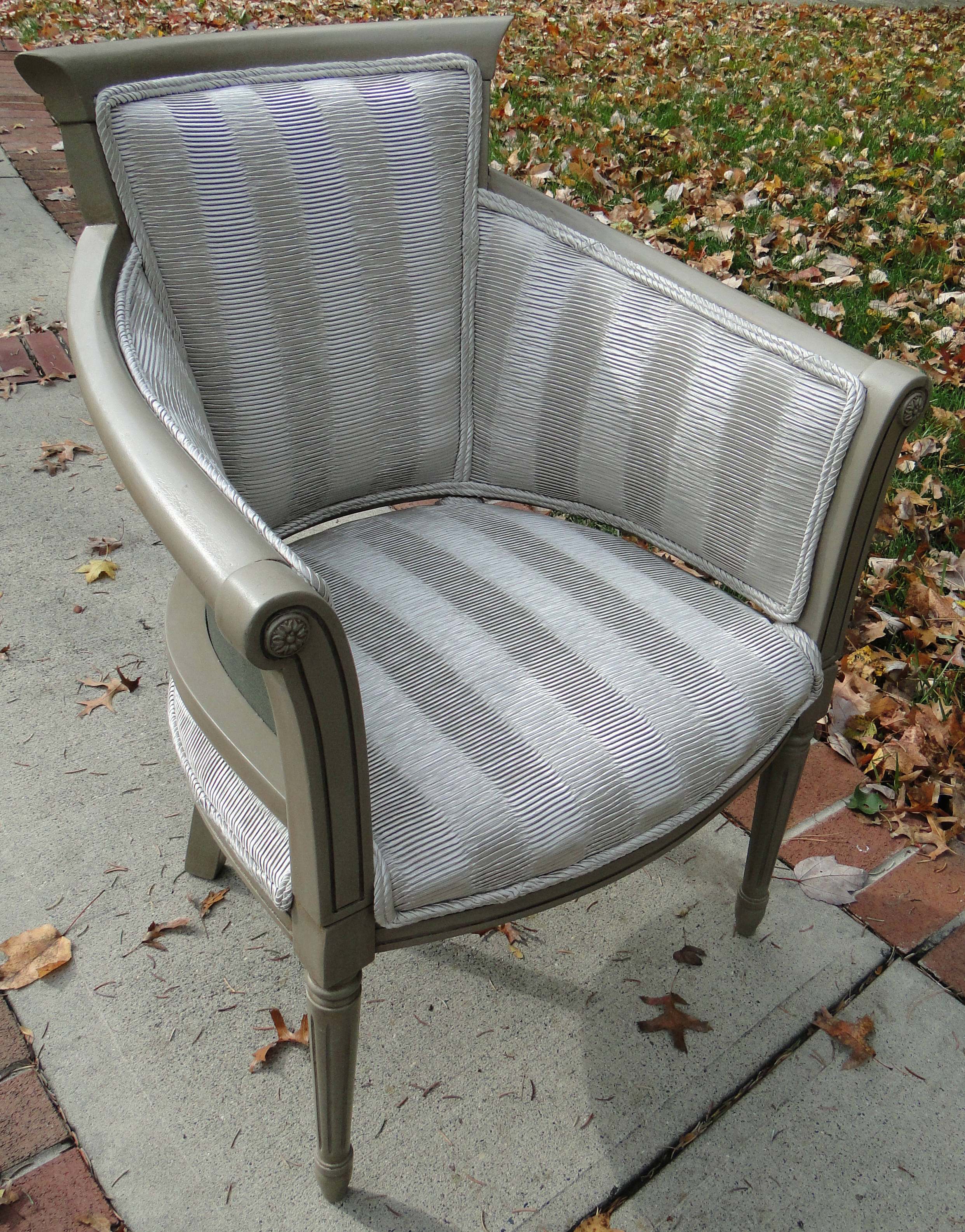 "After" view displaying stunning striped fabric with pleats