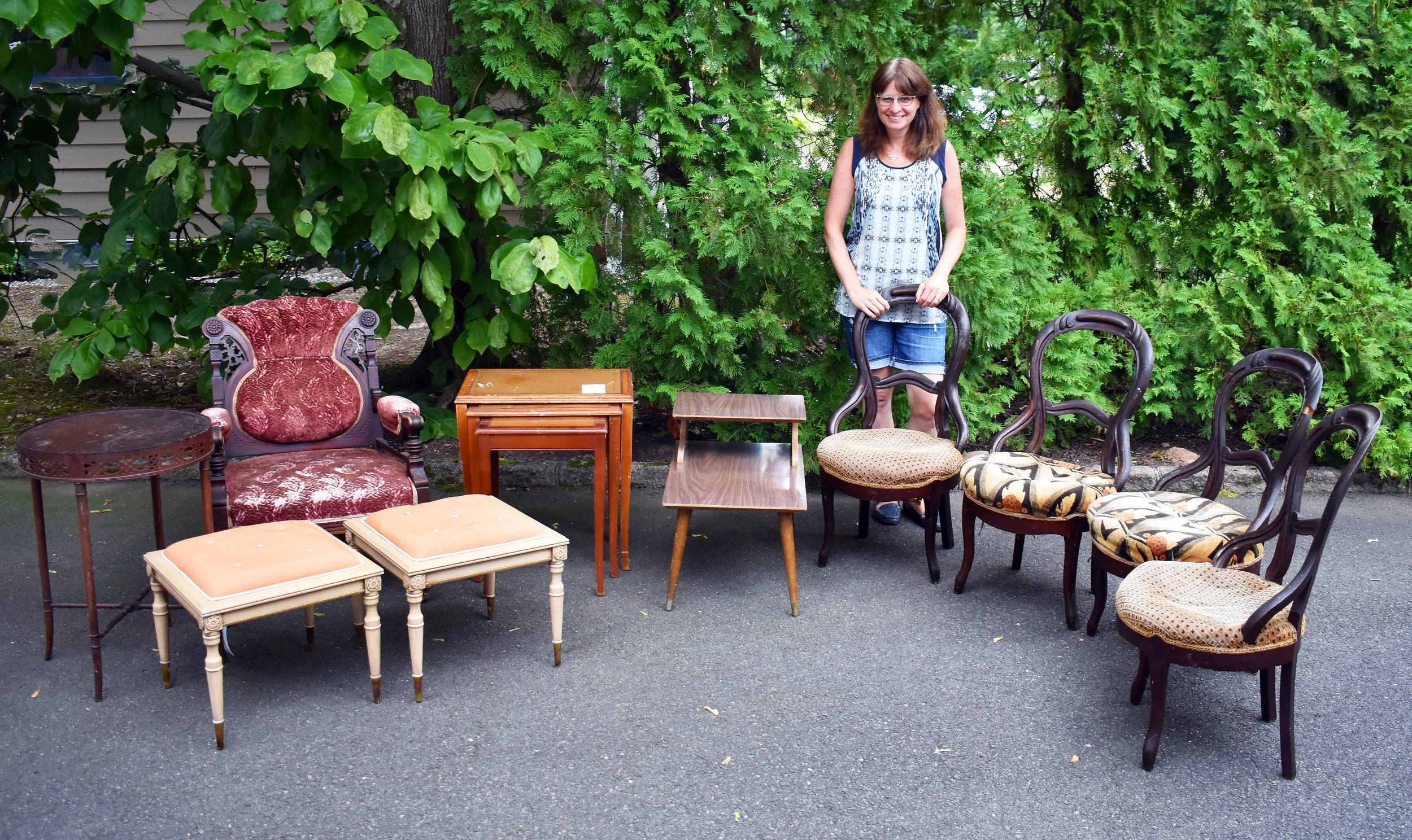 Excited with all my new inventory from the Brimfield antiques market in July 2017 ... waiting to be redone!