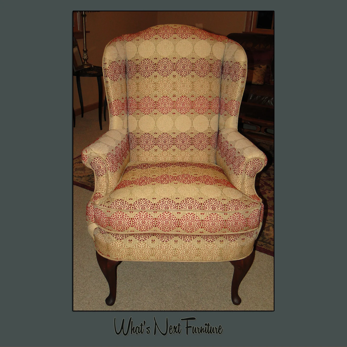 Chenille Circles Wing Chair