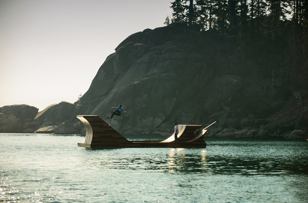Floating Skateboard Ramp Lake Tahoe Dream Big-California Bob Burnquist