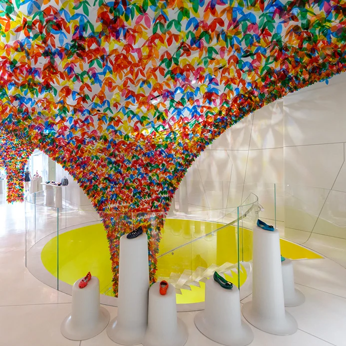 We Are Flowers: SoftLab Creates A Hanging Garden Inside Melissa's NYC Flagship